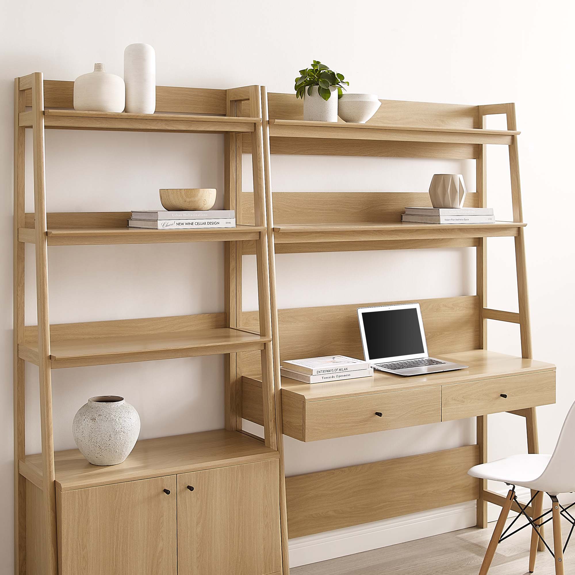 Modway Bixby 2-Piece Wood Office Desk and Bookshelf