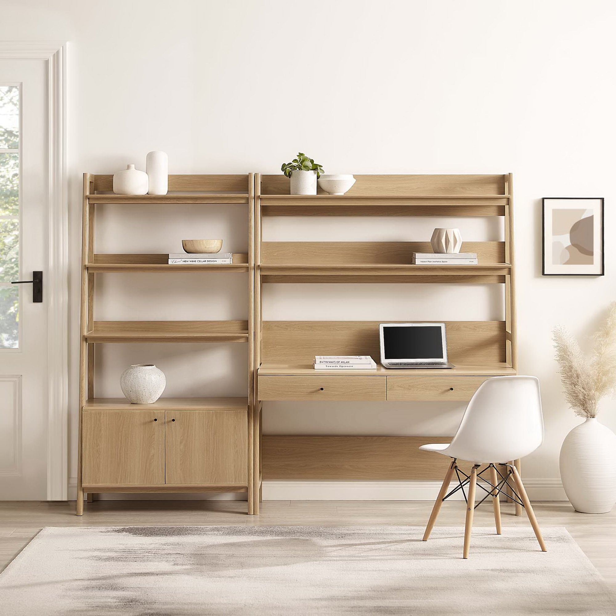 Modway Bixby 2-Piece Wood Office Desk and Bookshelf