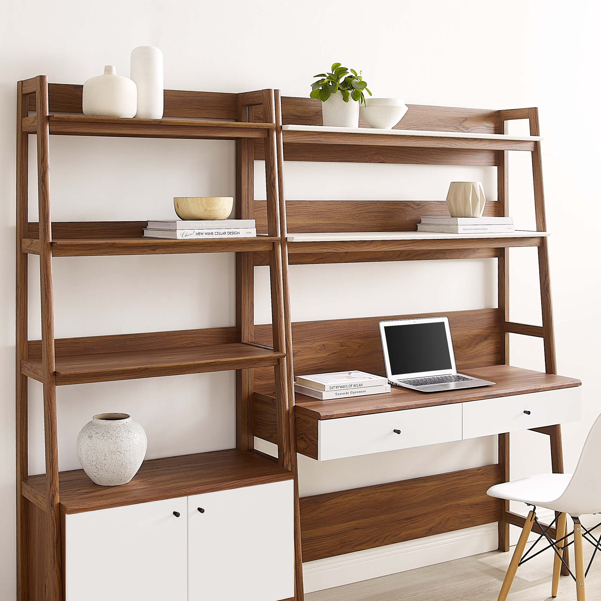 Modway Bixby 2-Piece Wood Office Desk and Bookshelf