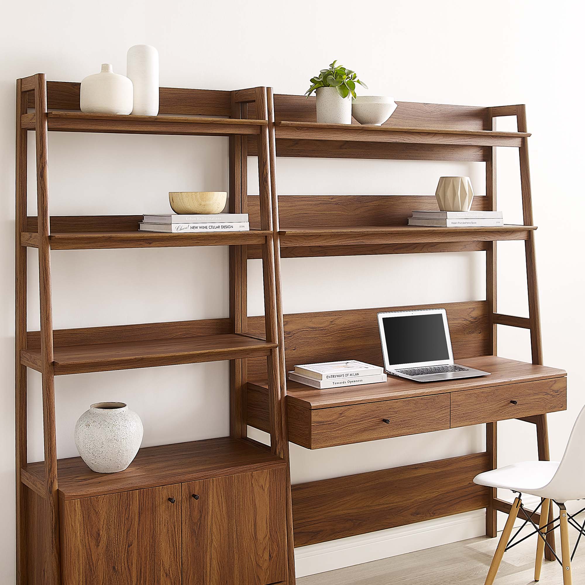 Modway Bixby 2-Piece Wood Office Desk and Bookshelf