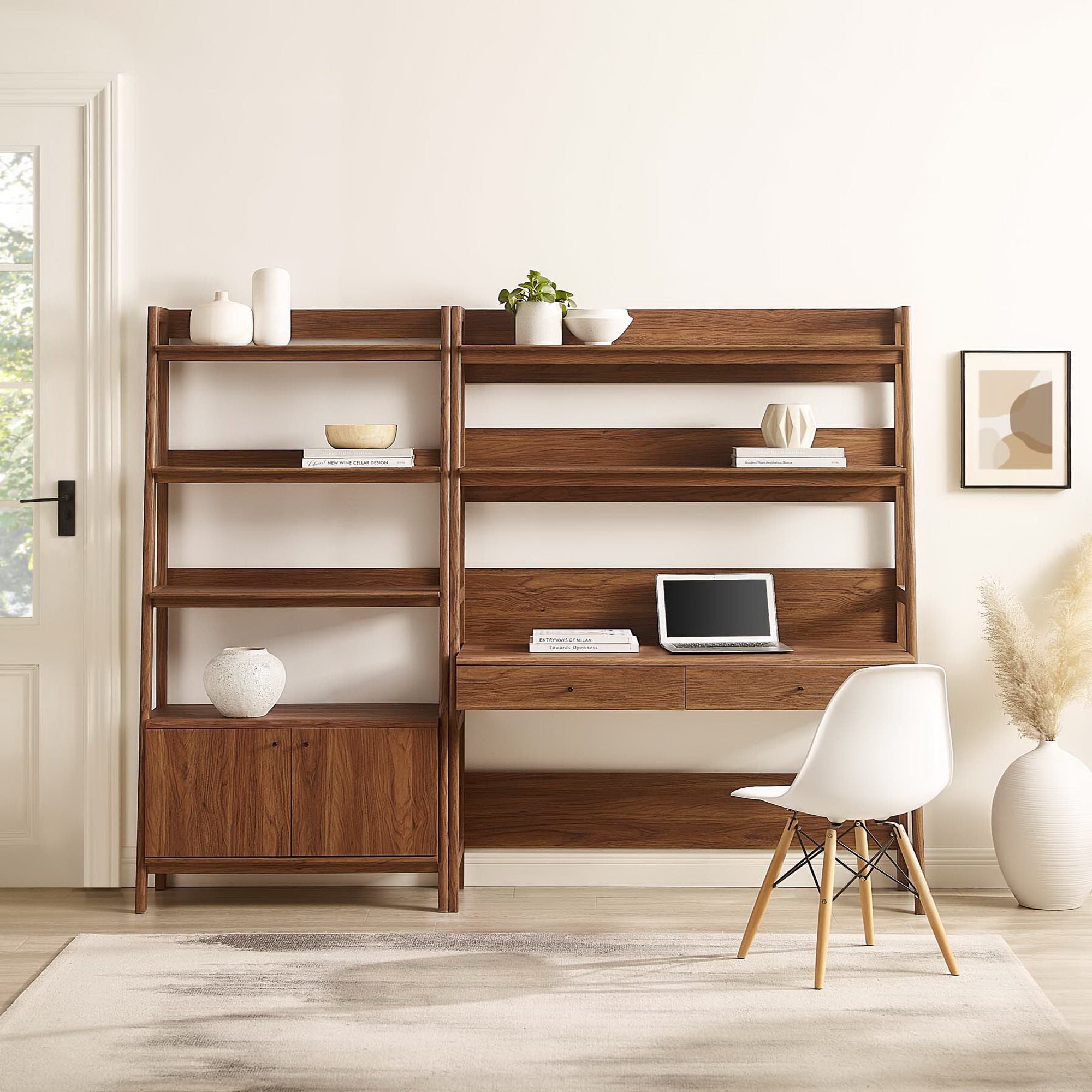 Modway Bixby 2-Piece Wood Office Desk and Bookshelf