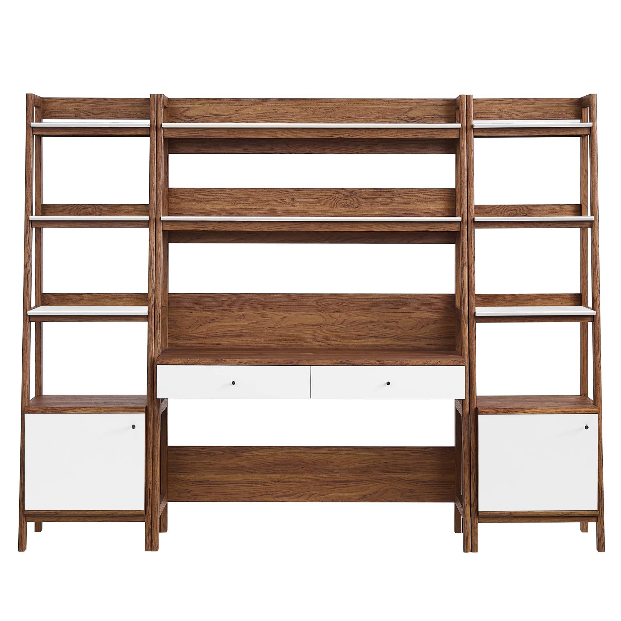 Modway Bixby 3-Piece Wood Office Desk and Bookshelf