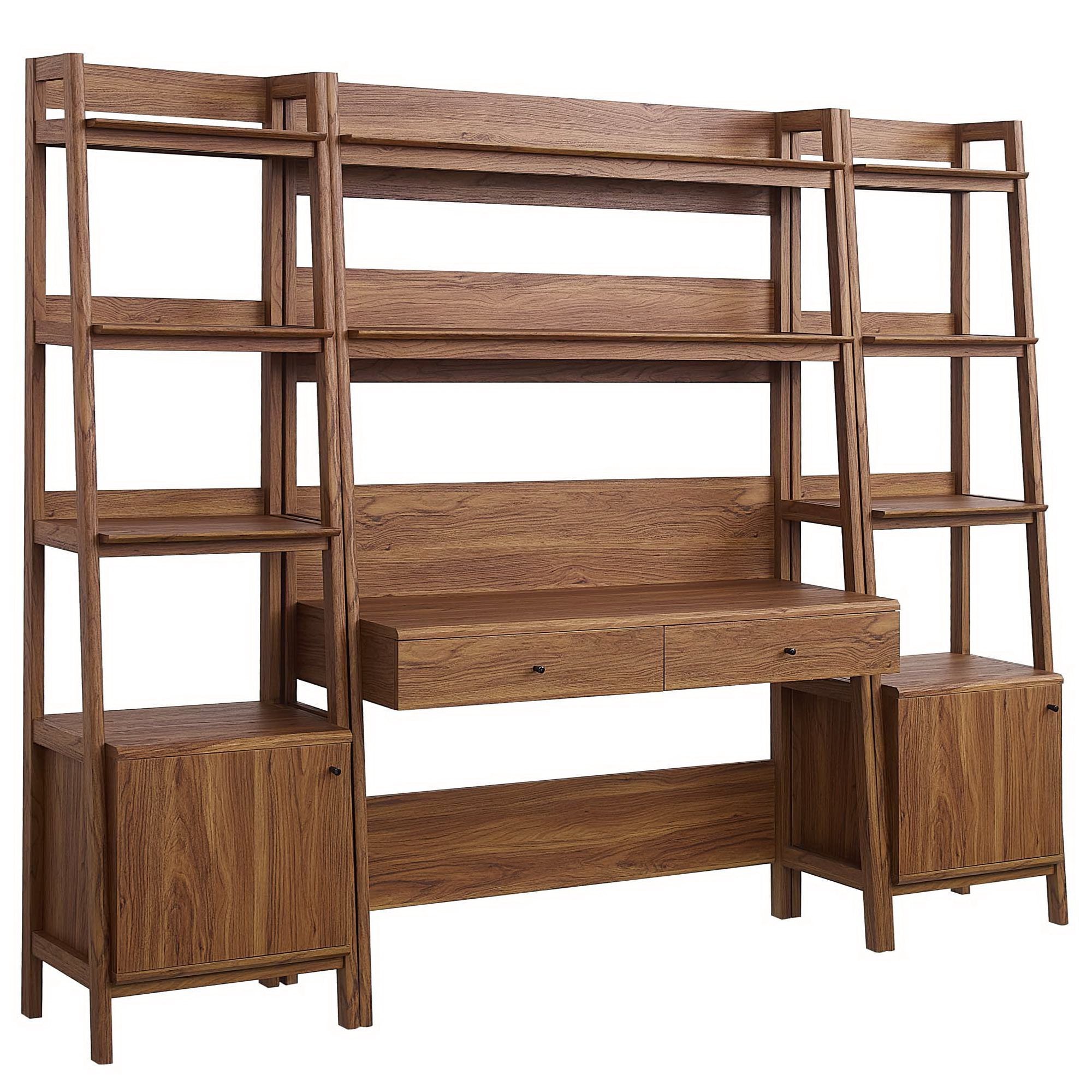Modway Bixby 3-Piece Wood Office Desk and Bookshelf