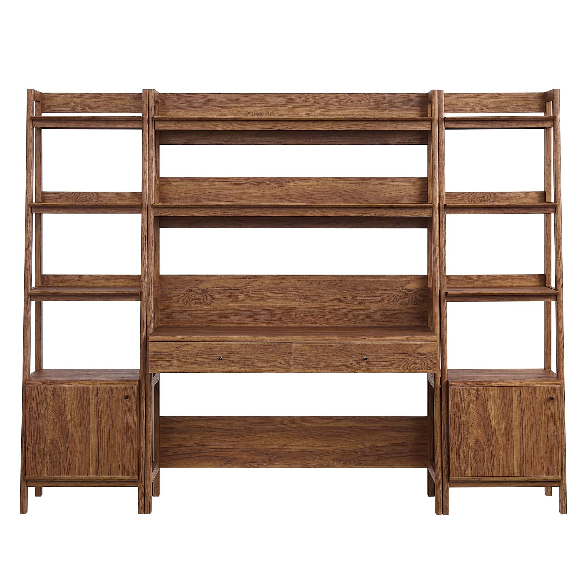 Modway Bixby 3-Piece Wood Office Desk and Bookshelf
