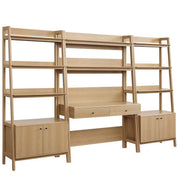 Modway Bixby 3-Piece Wood Office Desk and Bookshelf