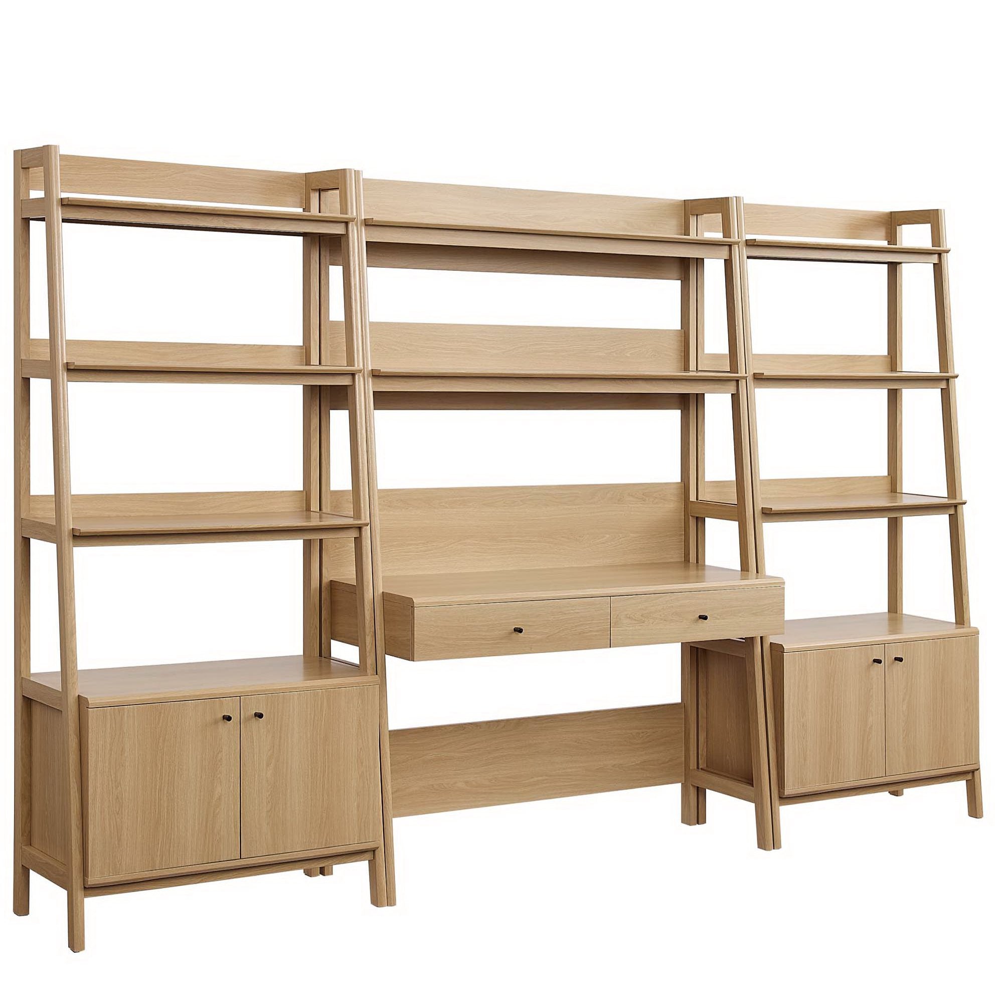 Modway Bixby 3-Piece Wood Office Desk and Bookshelf