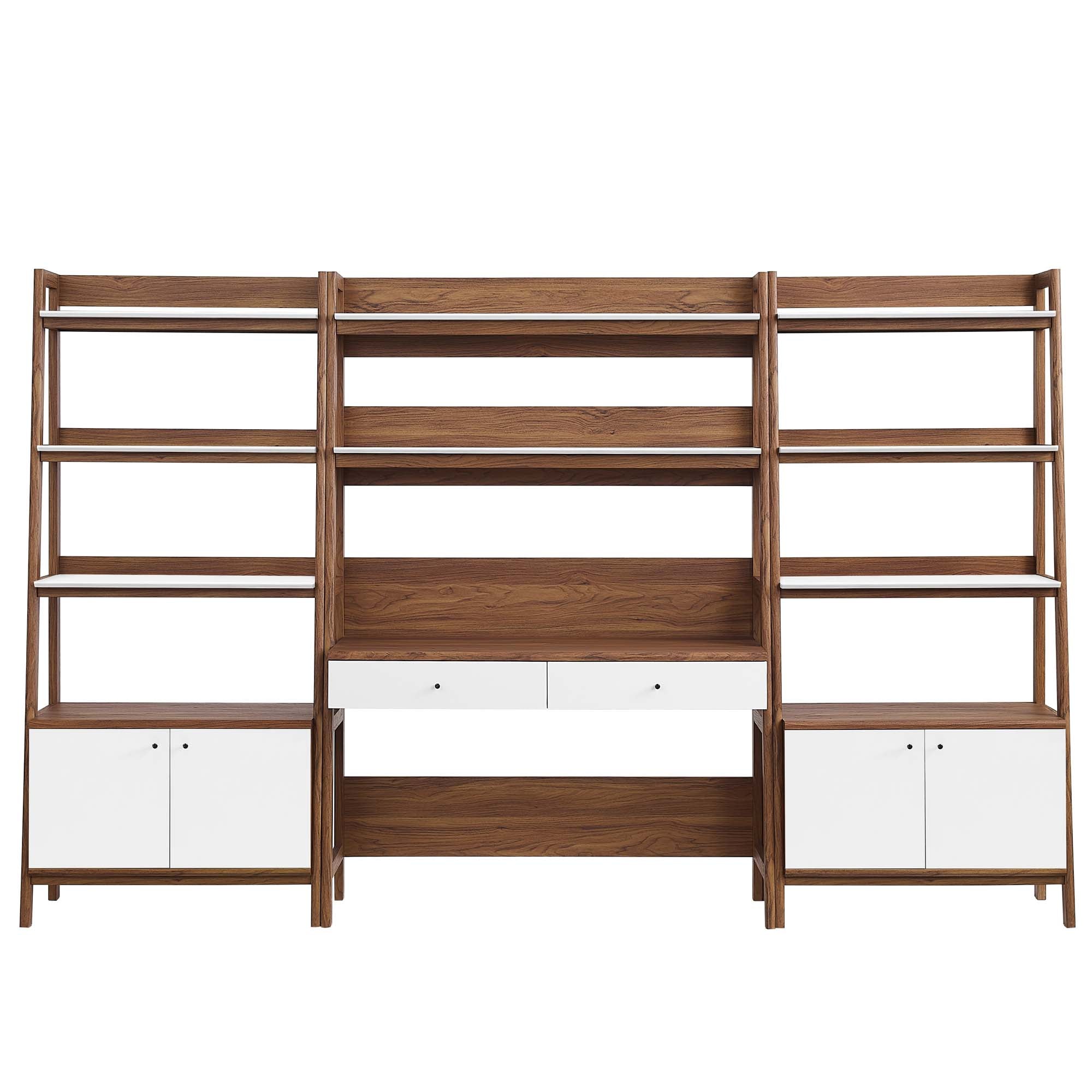 Modway Bixby 3-Piece Wood Office Desk and Bookshelf