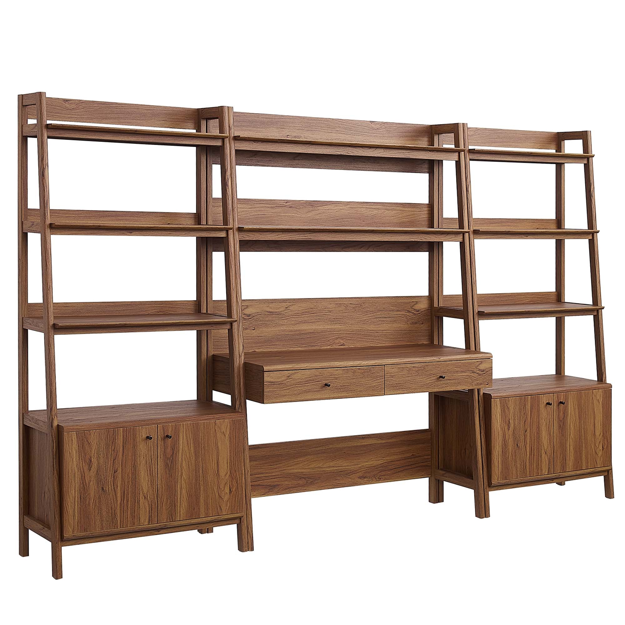 Modway Bixby 3-Piece Wood Office Desk and Bookshelf