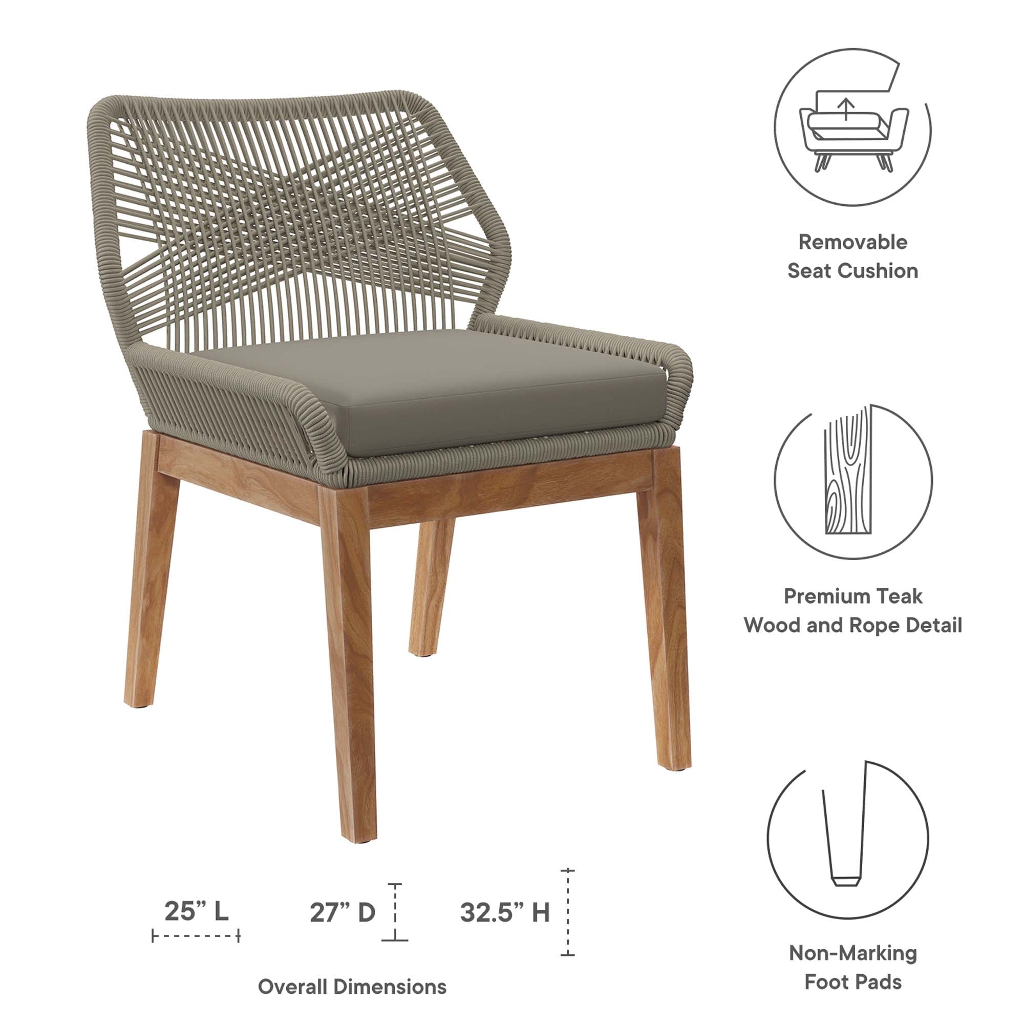 Modway Wellspring 5-Piece Outdoor Patio Teak Wood Dining Set