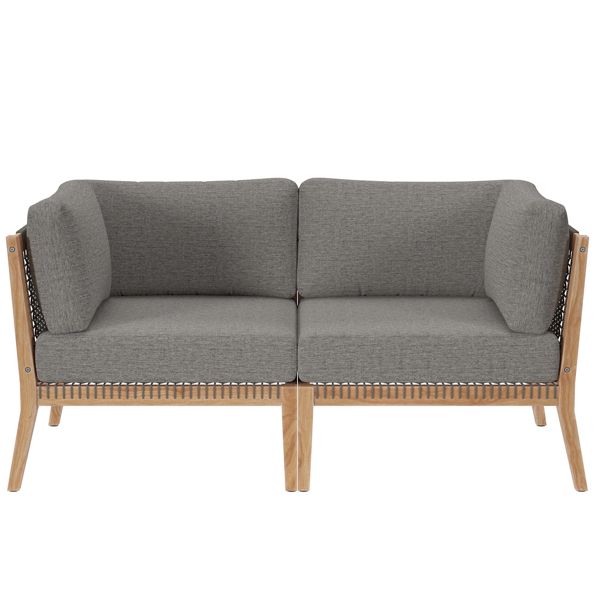 Modway Clearwater Outdoor Patio Teak Wood Loveseat