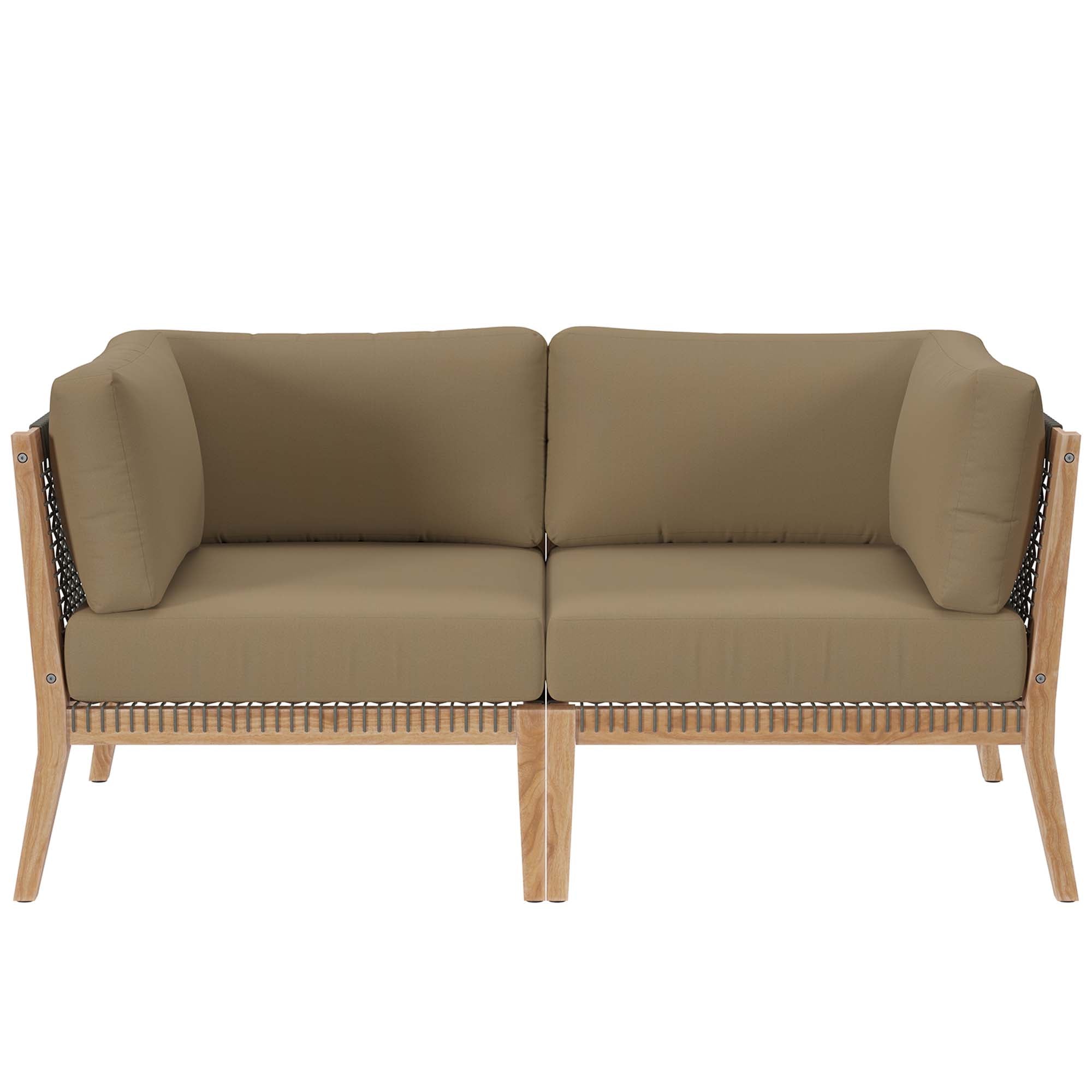 Modway Clearwater Outdoor Patio Teak Wood Loveseat