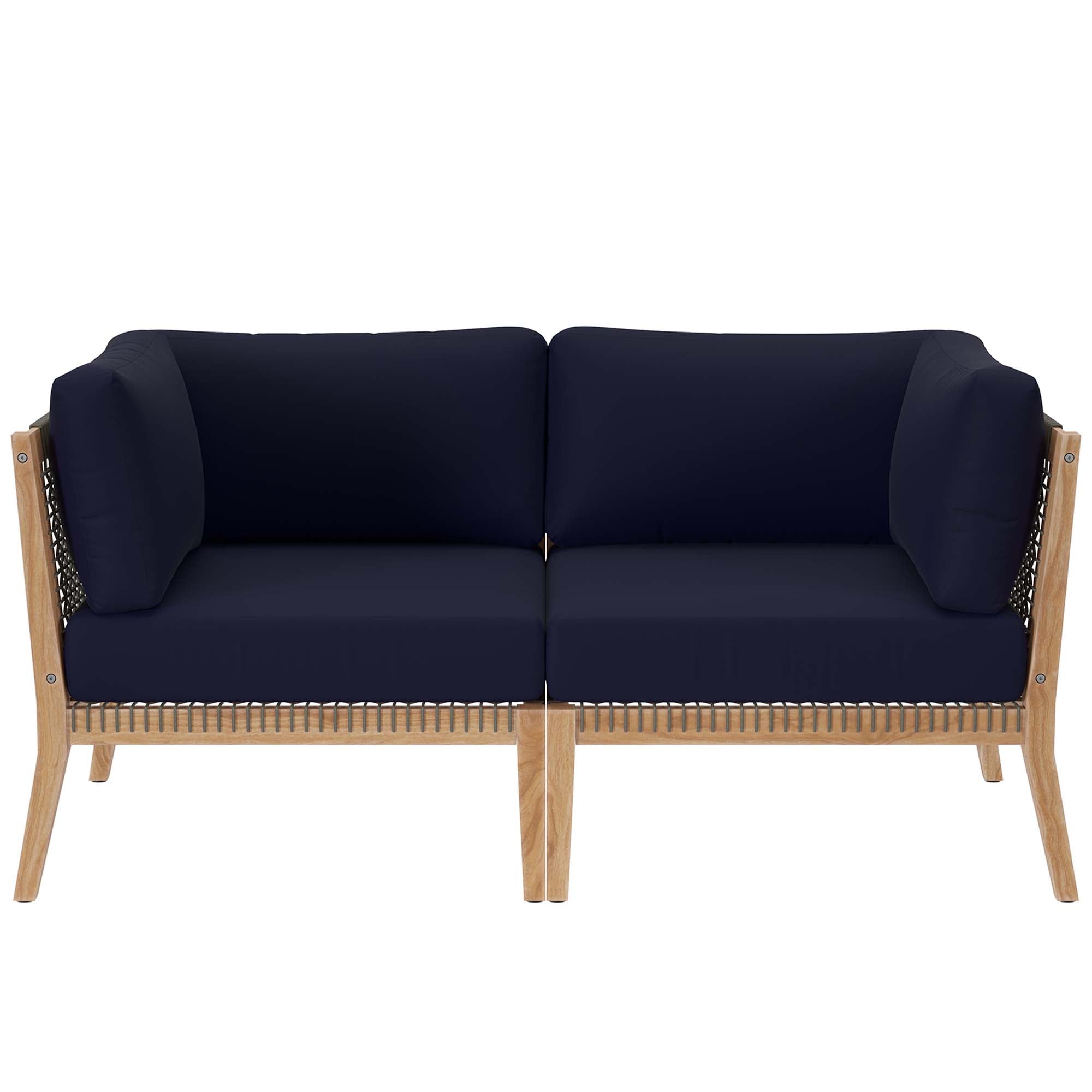 Modway Clearwater Outdoor Patio Teak Wood Loveseat