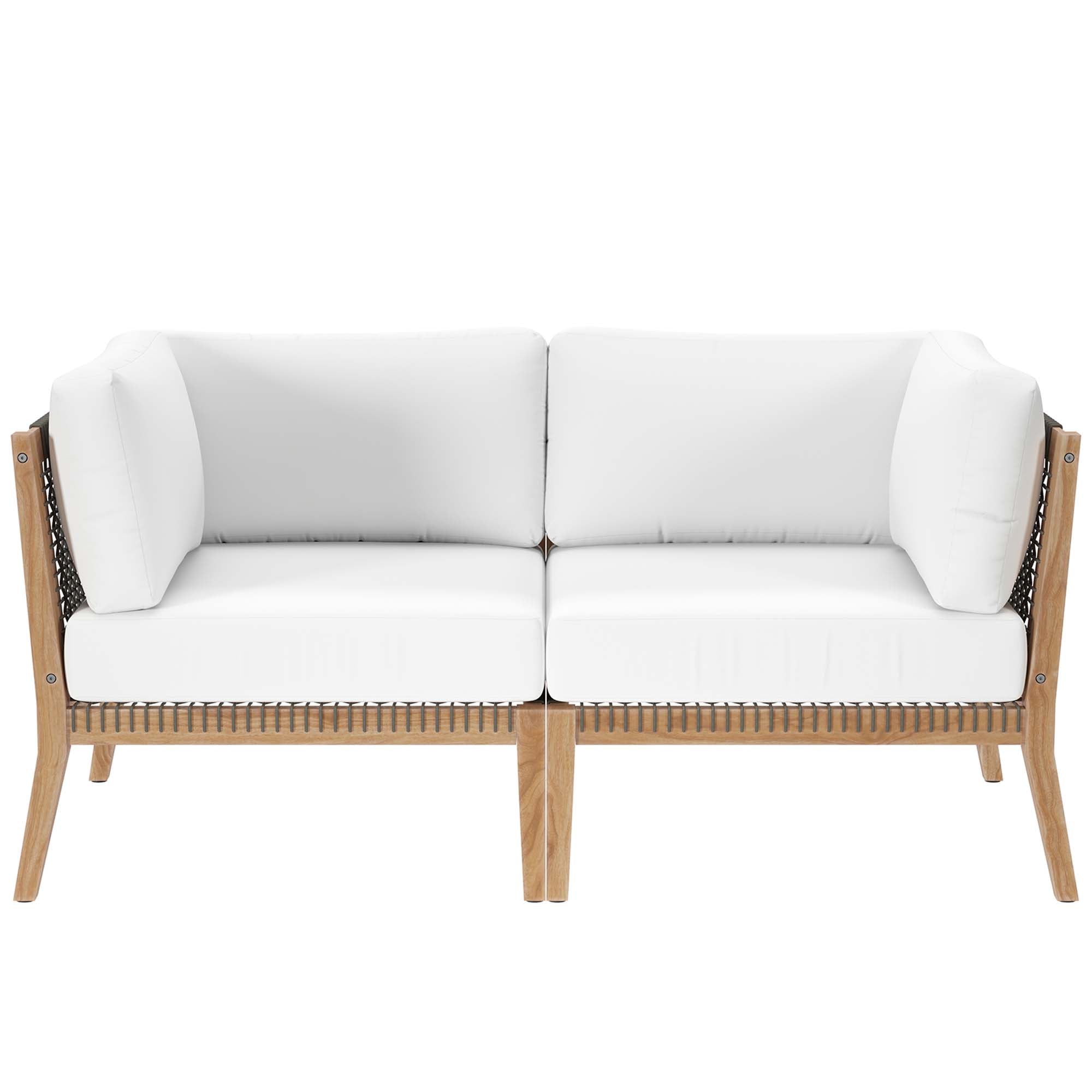 Modway Clearwater Outdoor Patio Teak Wood Loveseat