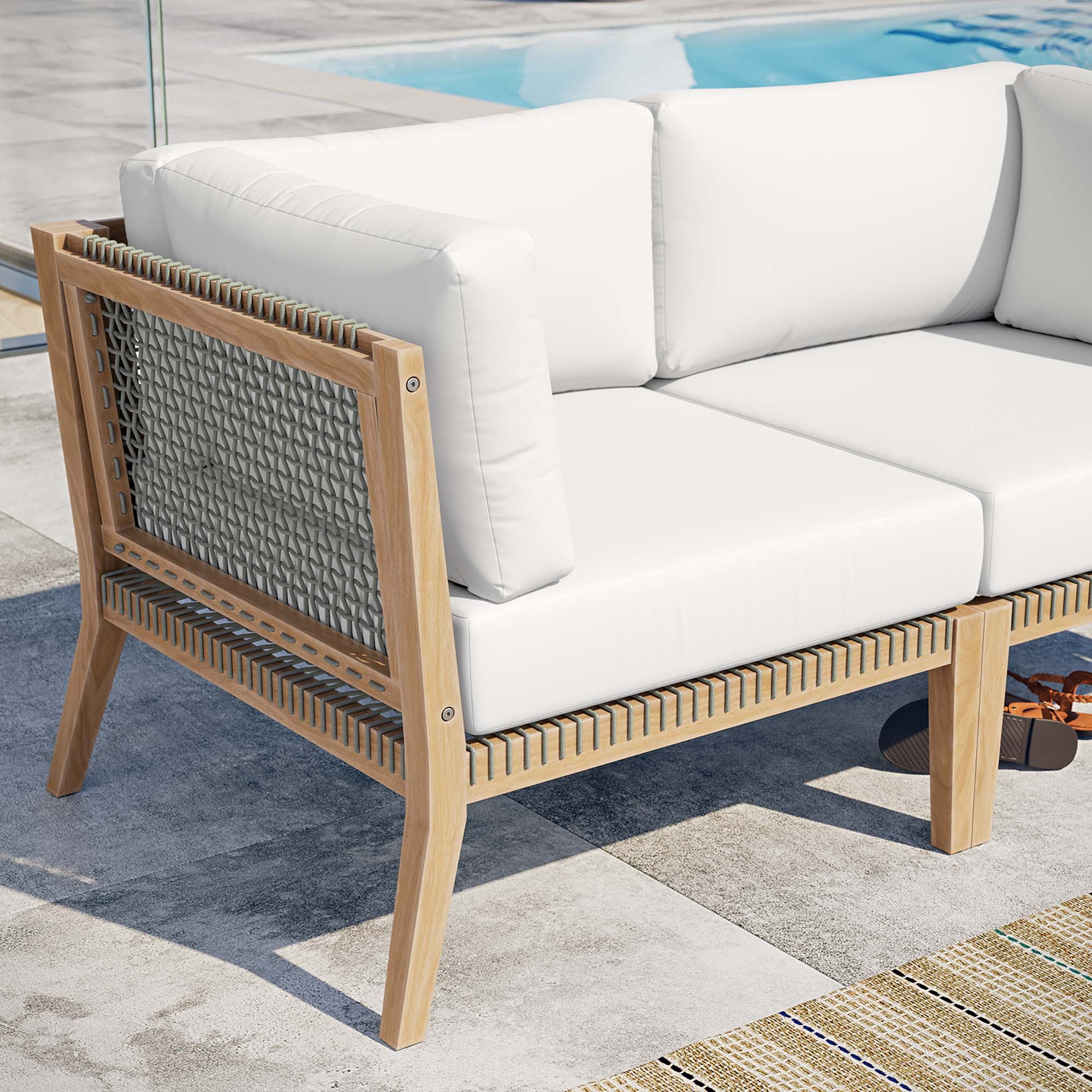 Modway Clearwater Outdoor Patio Teak Wood Loveseat