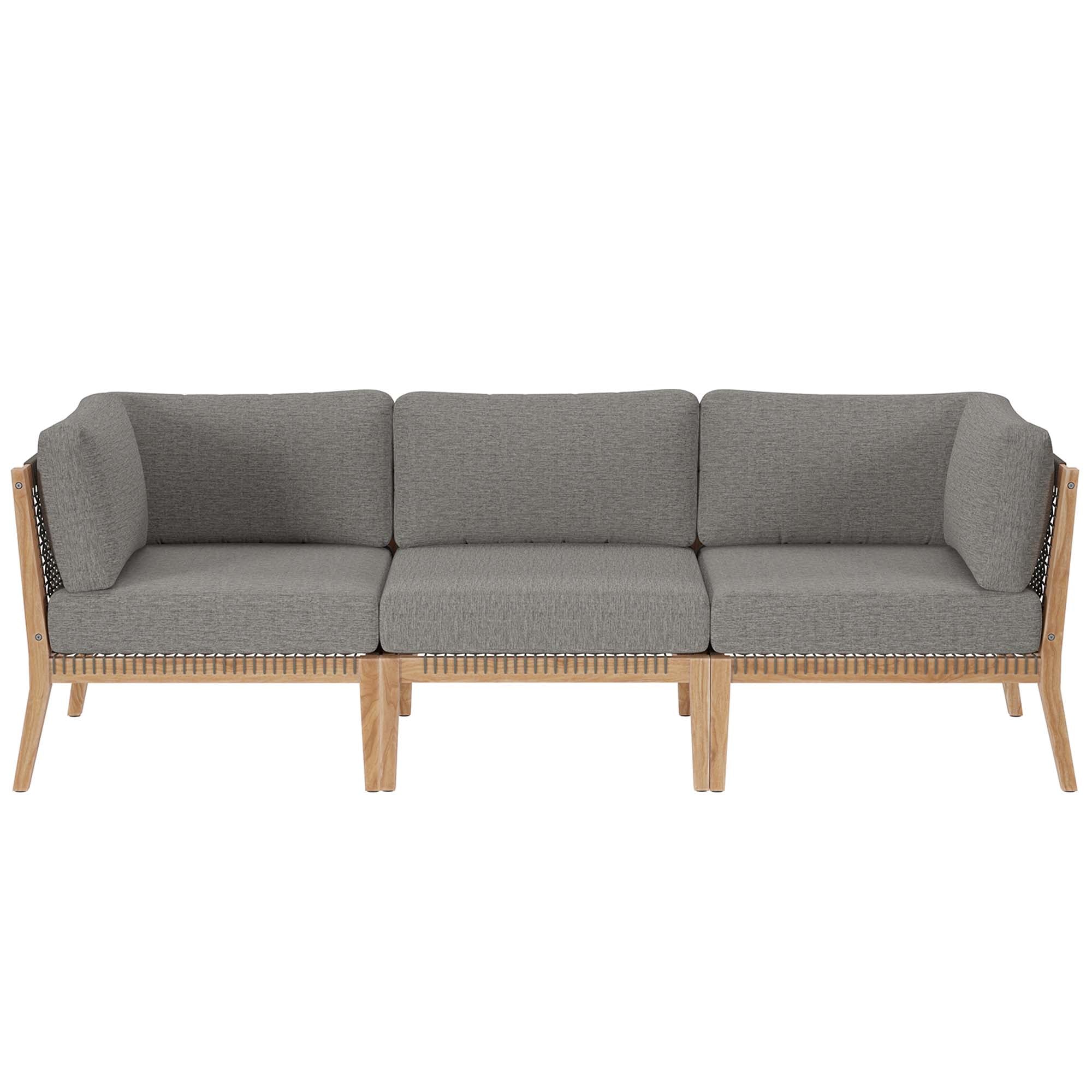 Modway Clearwater Outdoor Patio Teak Wood Sofa
