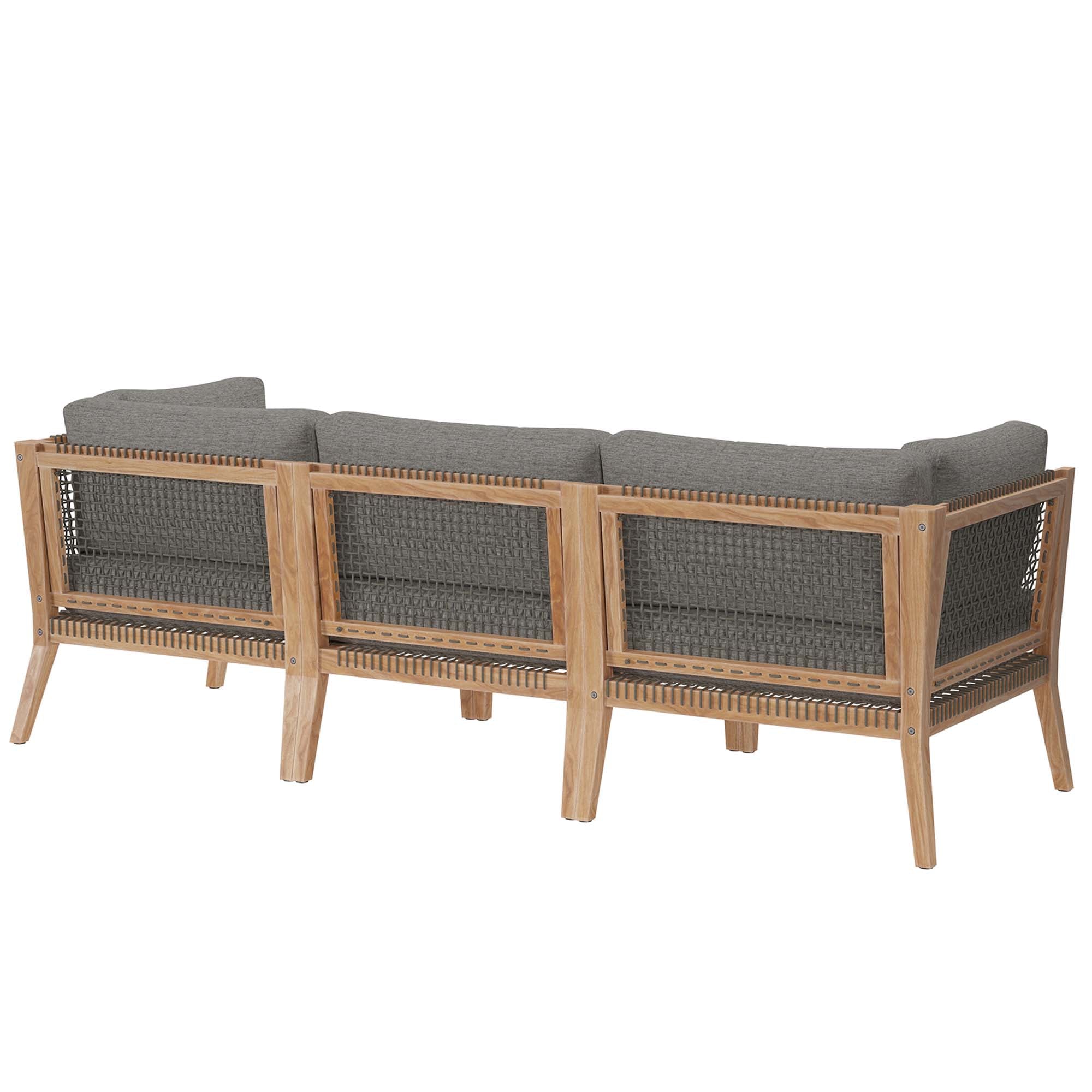 Modway Clearwater Outdoor Patio Teak Wood Sofa