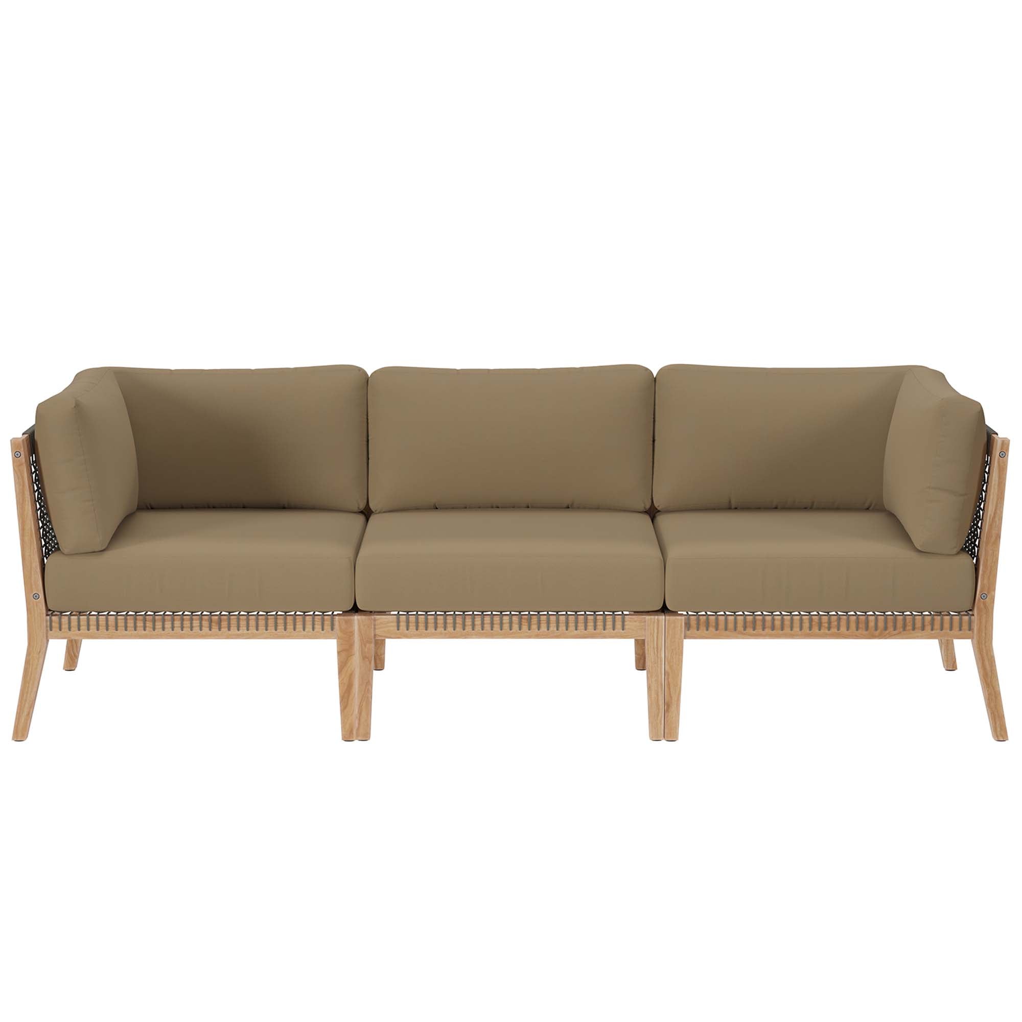Modway Clearwater Outdoor Patio Teak Wood Sofa