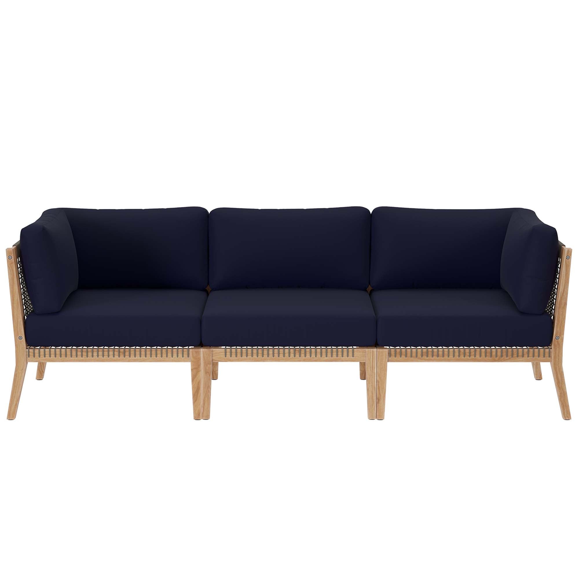Modway Clearwater Outdoor Patio Teak Wood Sofa