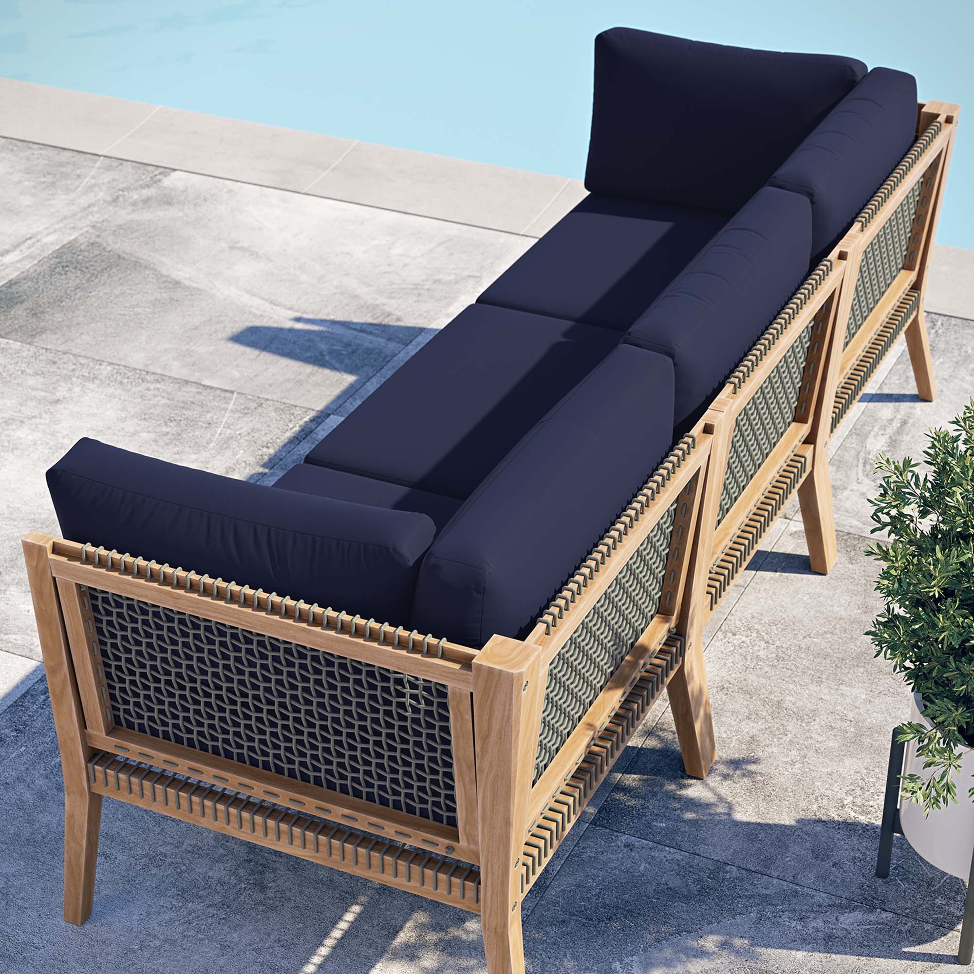 Modway Clearwater Outdoor Patio Teak Wood Sofa
