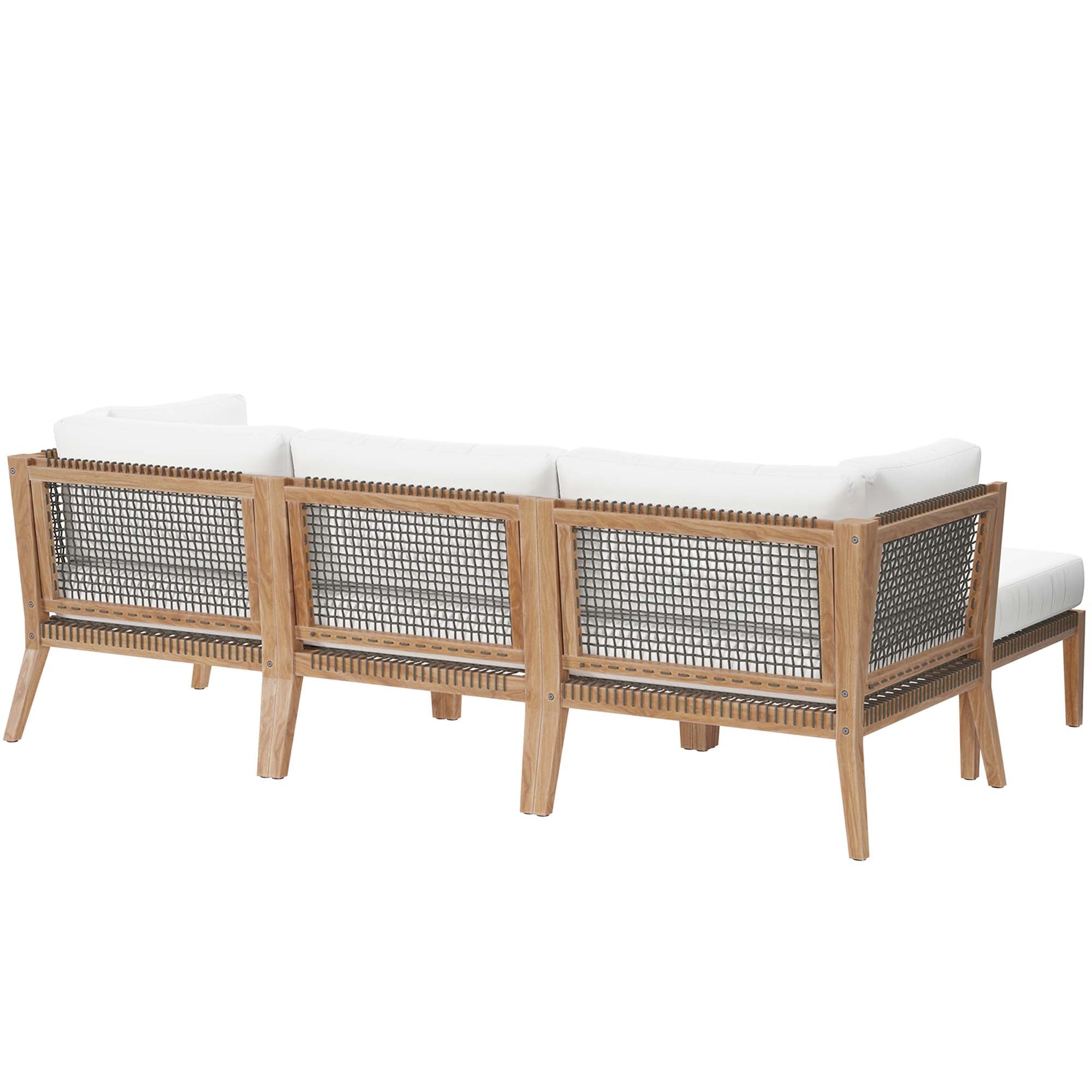 Modway Clearwater 4-Piece Outdoor Patio Teak Wood Sectional Sofa