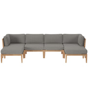 Modway Clearwater 6-Piece Outdoor Patio Teak Wood Sectional Sofa