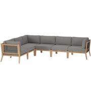 Modway Clearwater 6-Piece Outdoor Patio Teak Wood Sectional Sofa