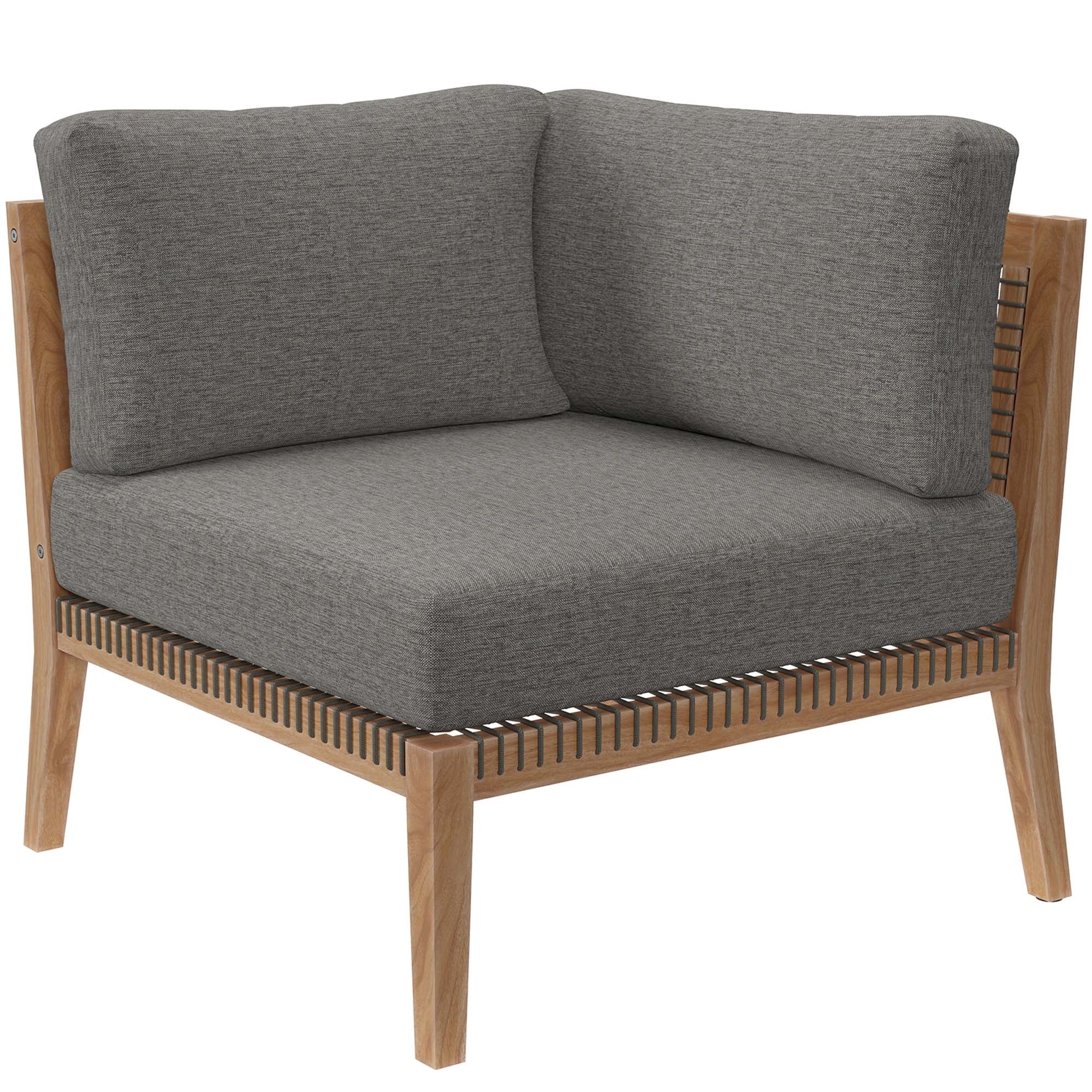 Modway Clearwater 6-Piece Outdoor Patio Teak Wood Sectional Sofa