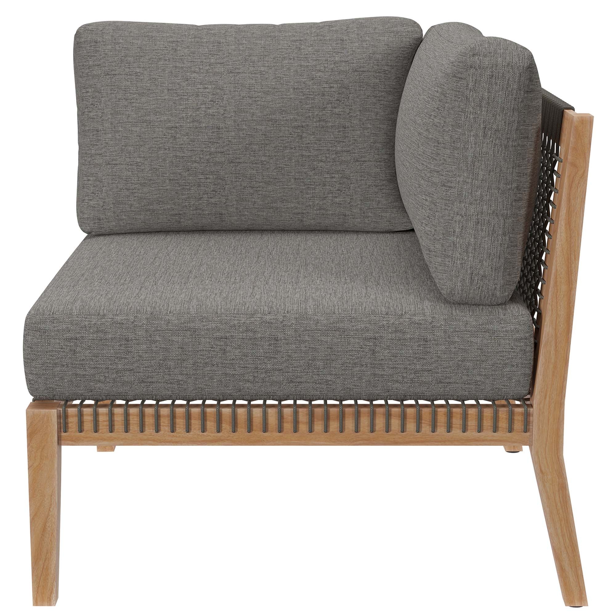 Modway Clearwater 6-Piece Outdoor Patio Teak Wood Sectional Sofa