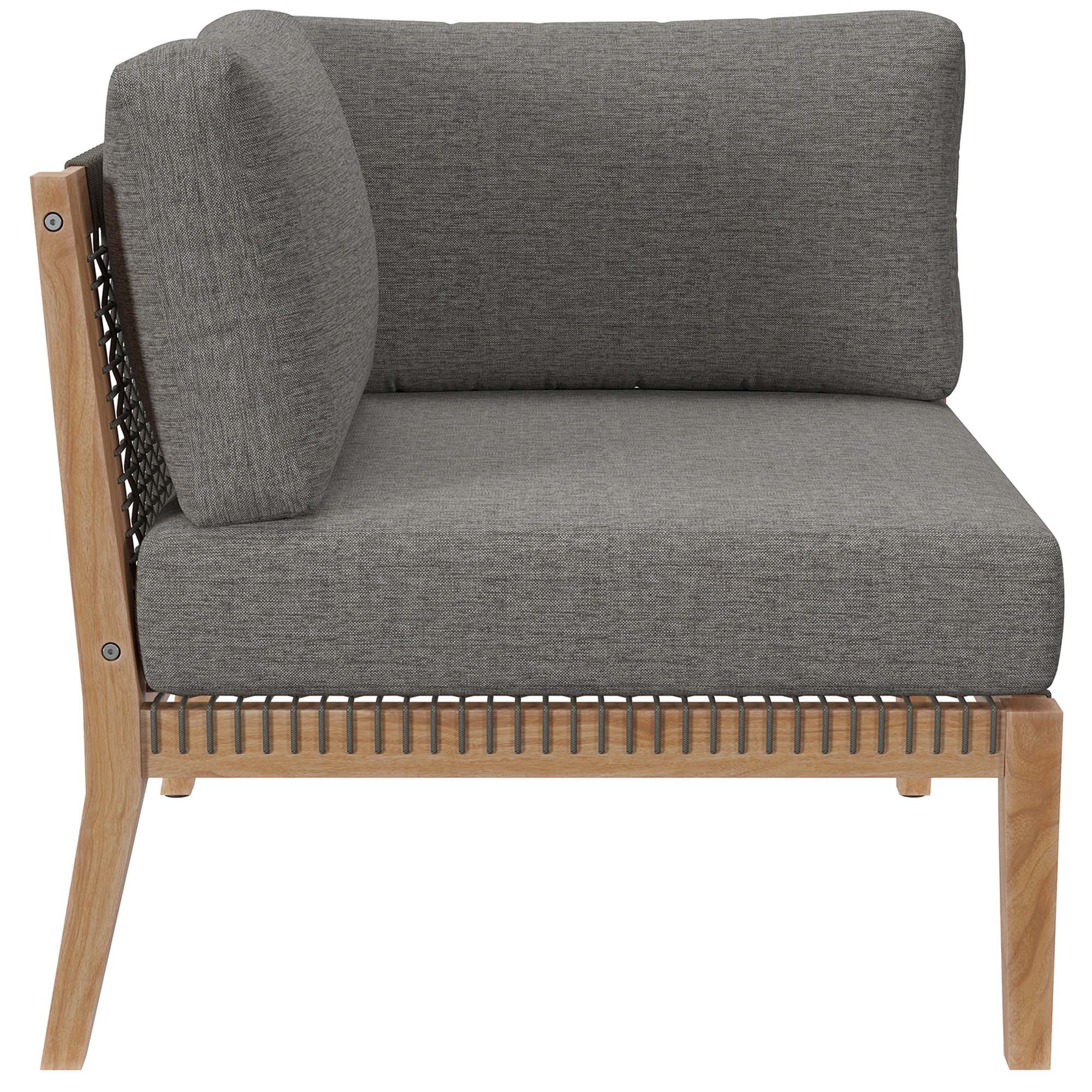 Modway Clearwater 6-Piece Outdoor Patio Teak Wood Sectional Sofa