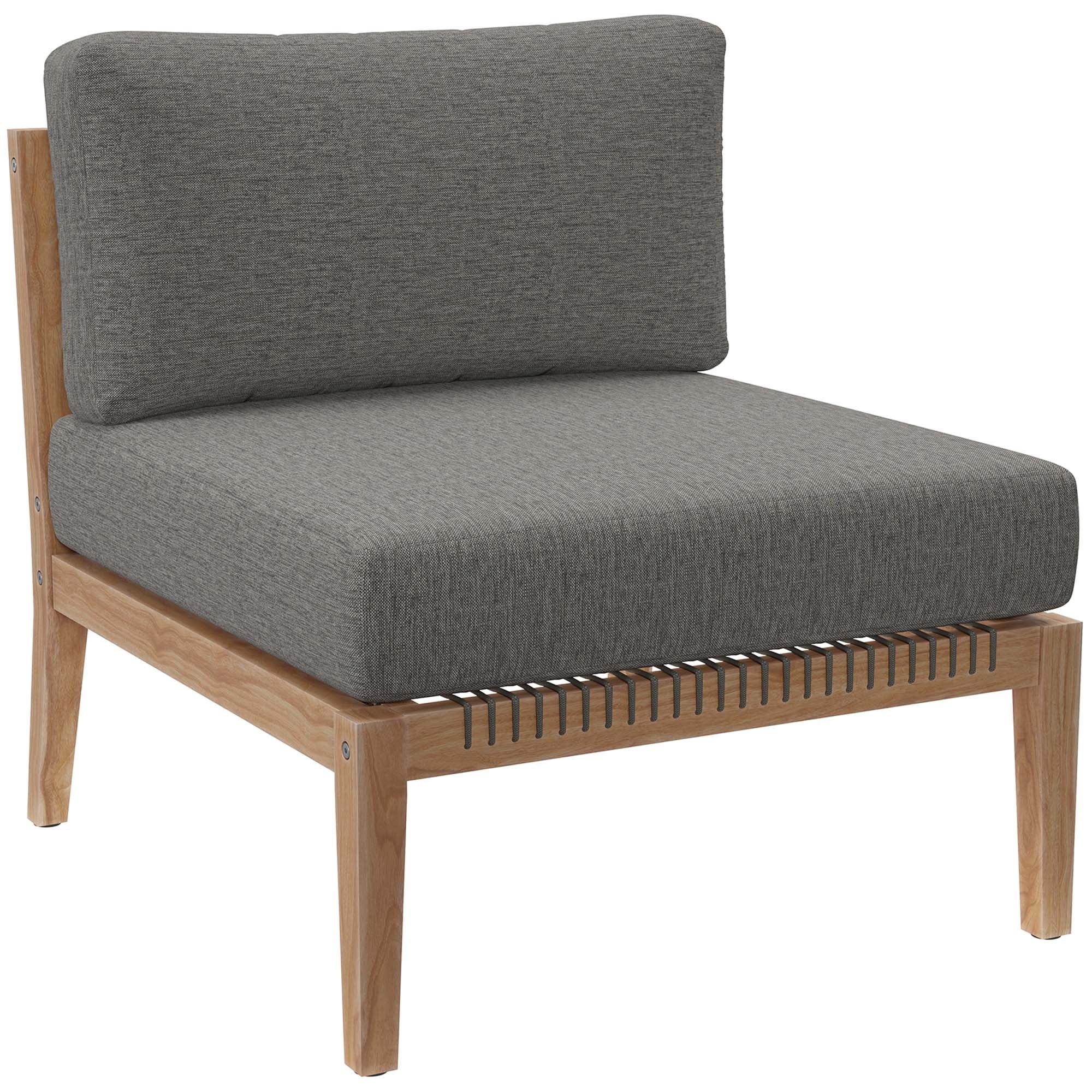 Modway Clearwater 6-Piece Outdoor Patio Teak Wood Sectional Sofa