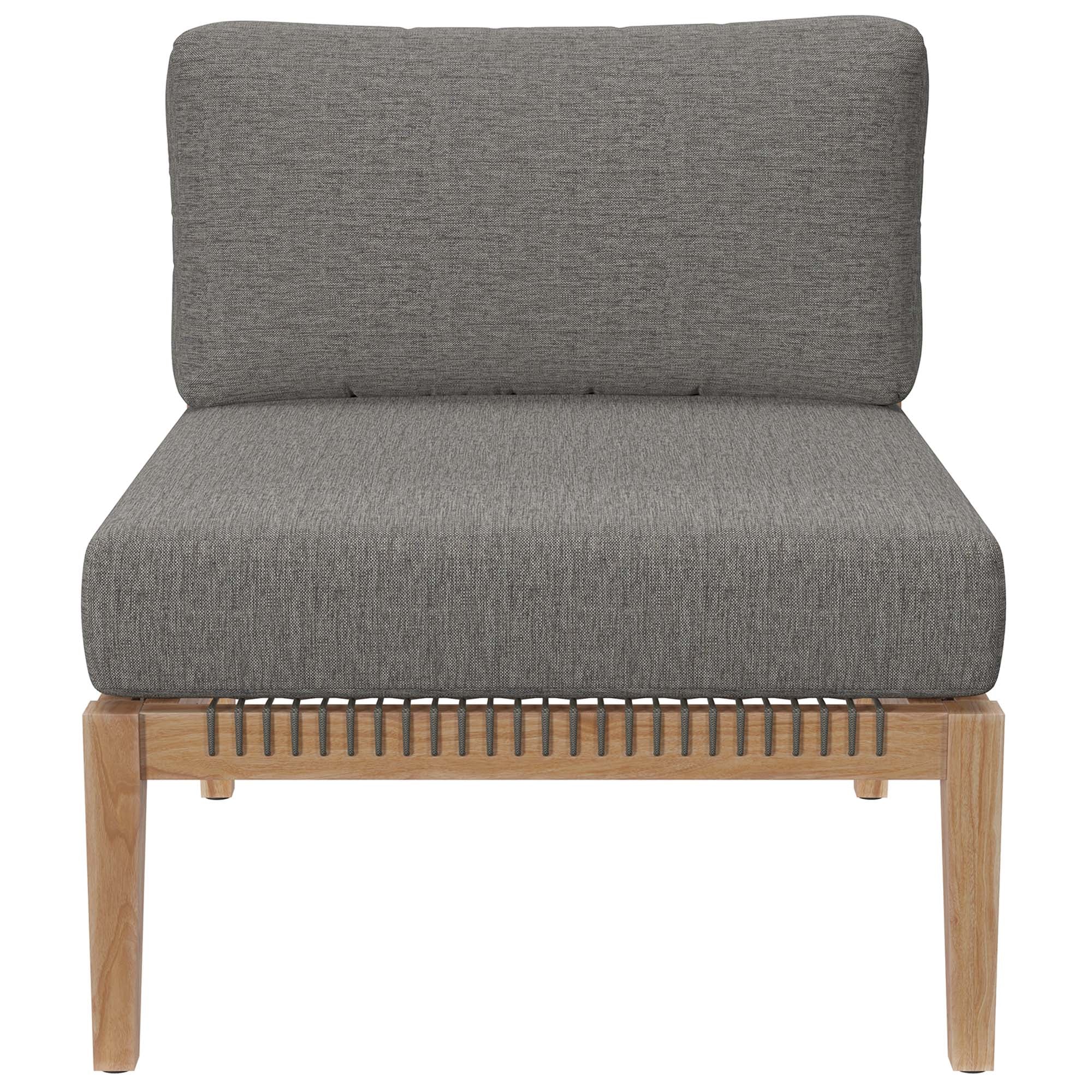 Modway Clearwater 6-Piece Outdoor Patio Teak Wood Sectional Sofa