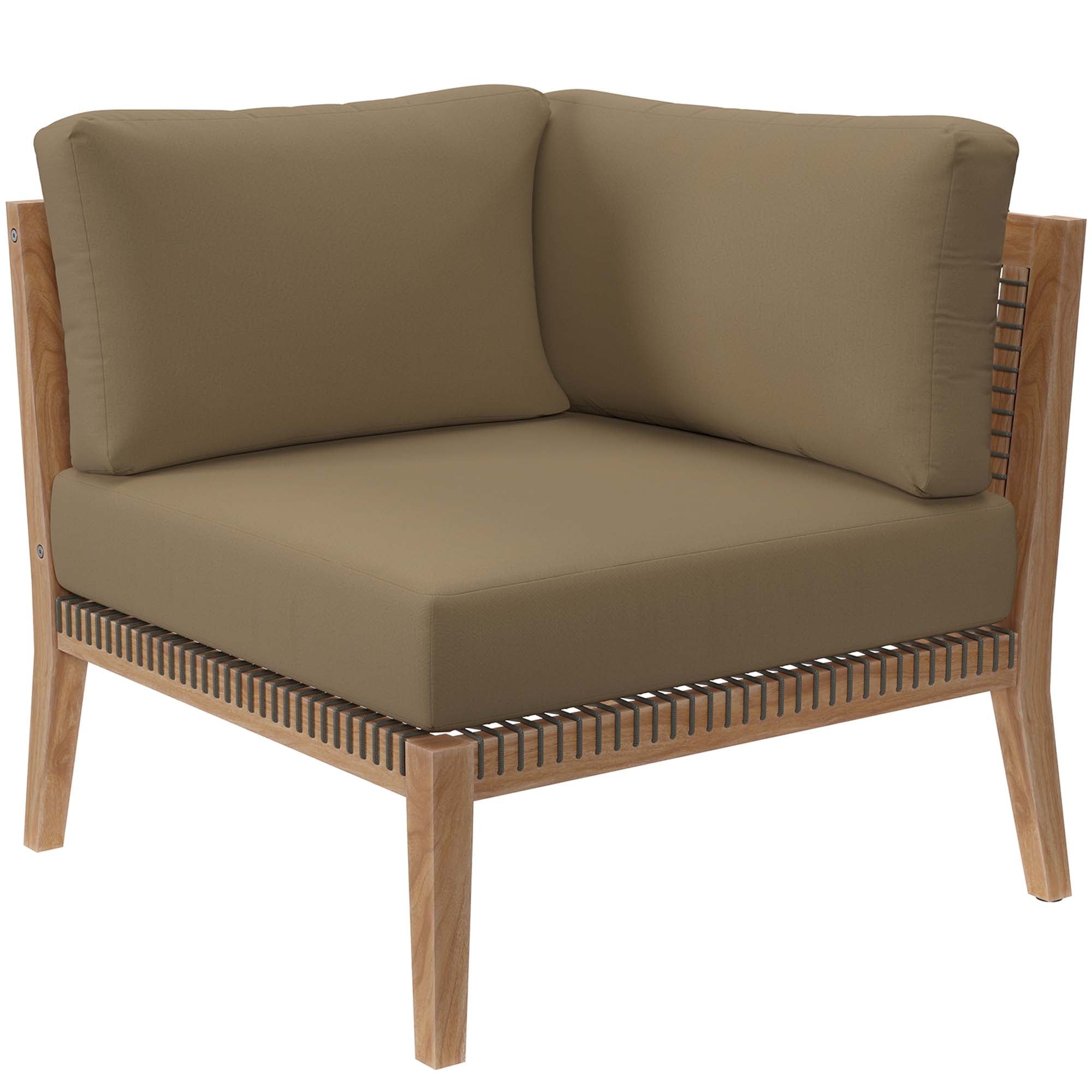 Modway Clearwater 6-Piece Outdoor Patio Teak Wood Sectional Sofa