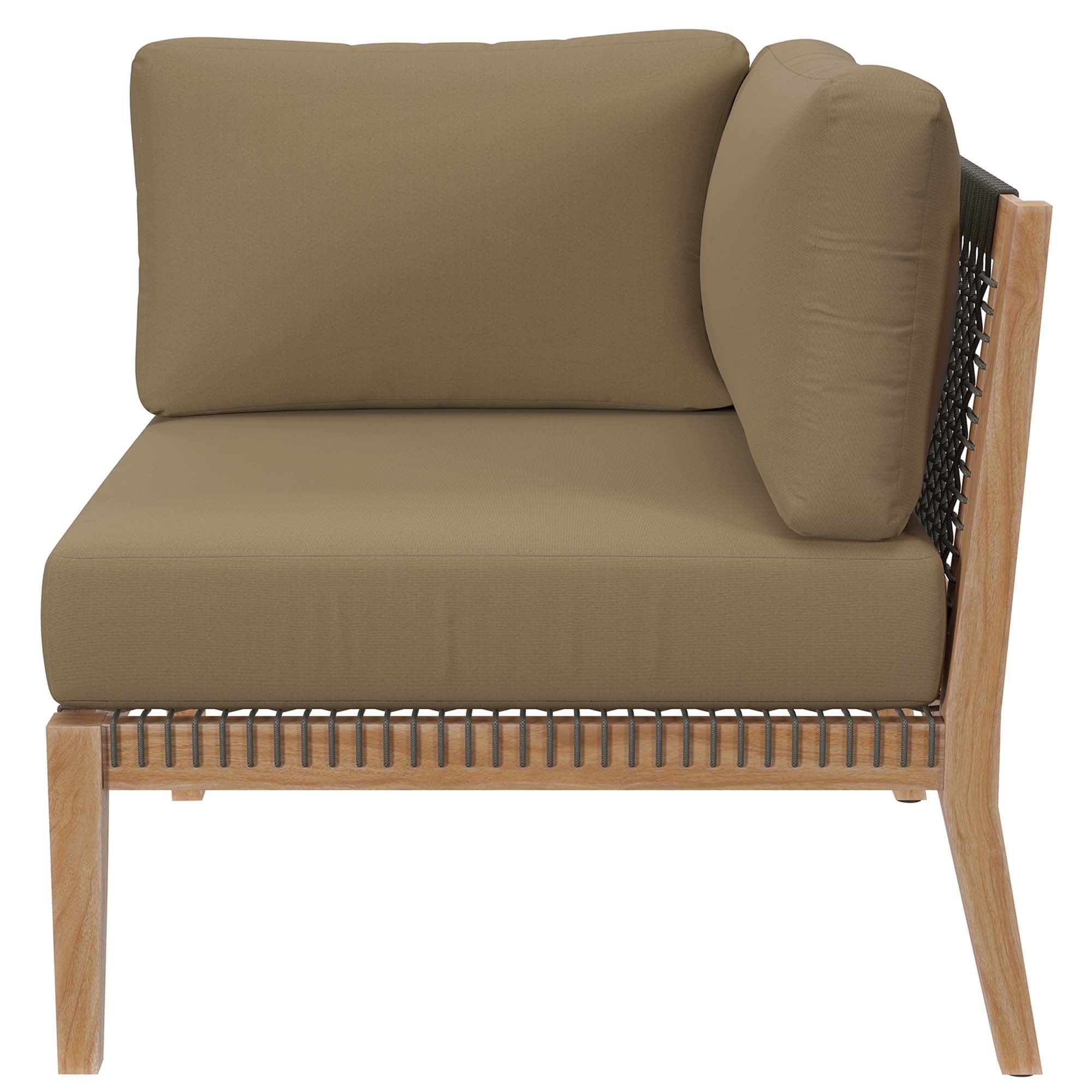 Modway Clearwater 6-Piece Outdoor Patio Teak Wood Sectional Sofa