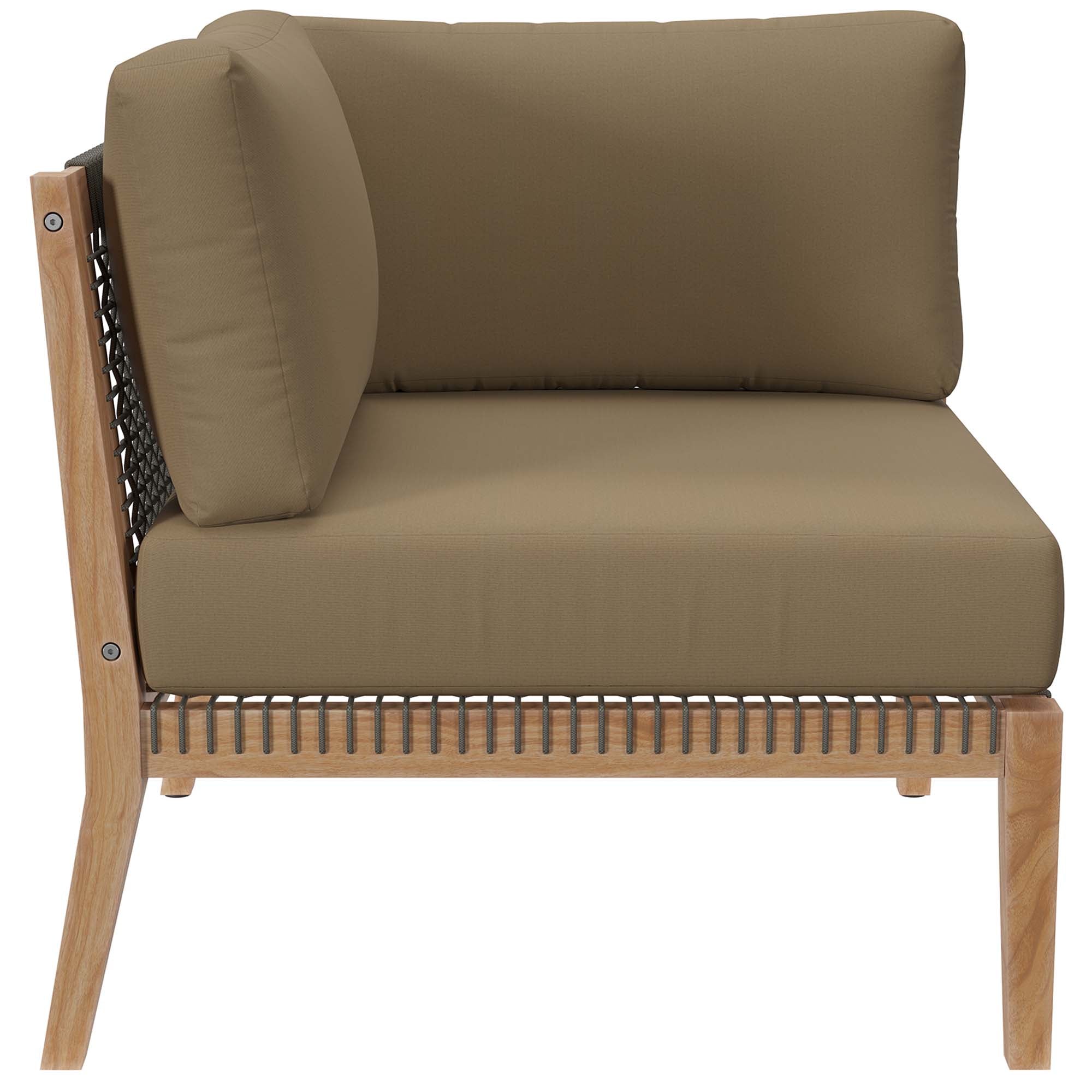 Modway Clearwater 6-Piece Outdoor Patio Teak Wood Sectional Sofa