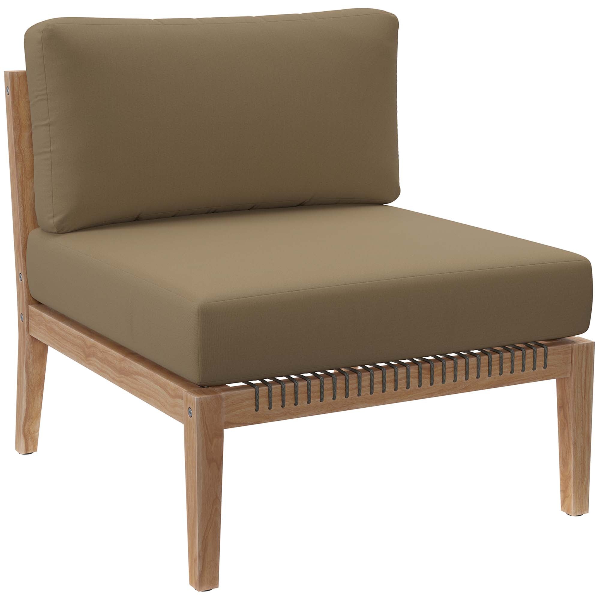 Modway Clearwater 6-Piece Outdoor Patio Teak Wood Sectional Sofa