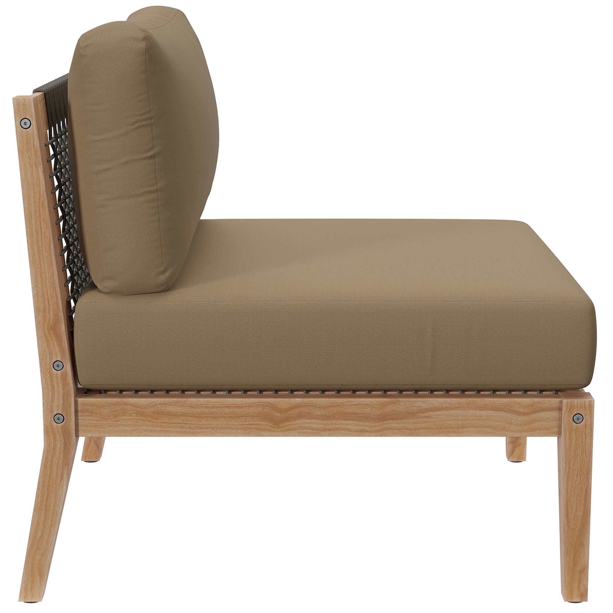 Modway Clearwater 6-Piece Outdoor Patio Teak Wood Sectional Sofa
