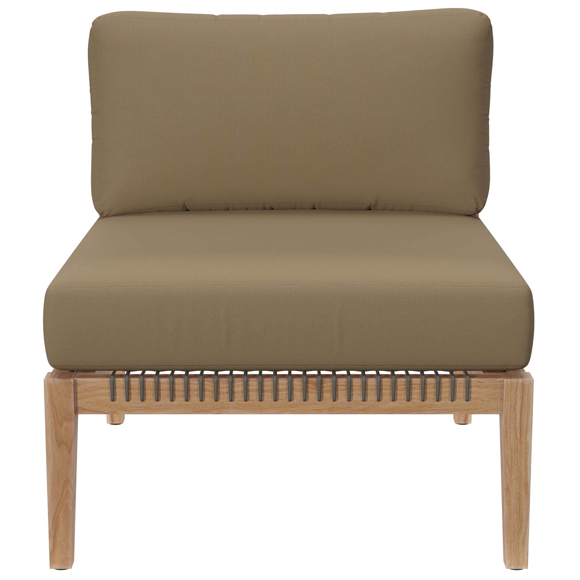 Modway Clearwater 6-Piece Outdoor Patio Teak Wood Sectional Sofa