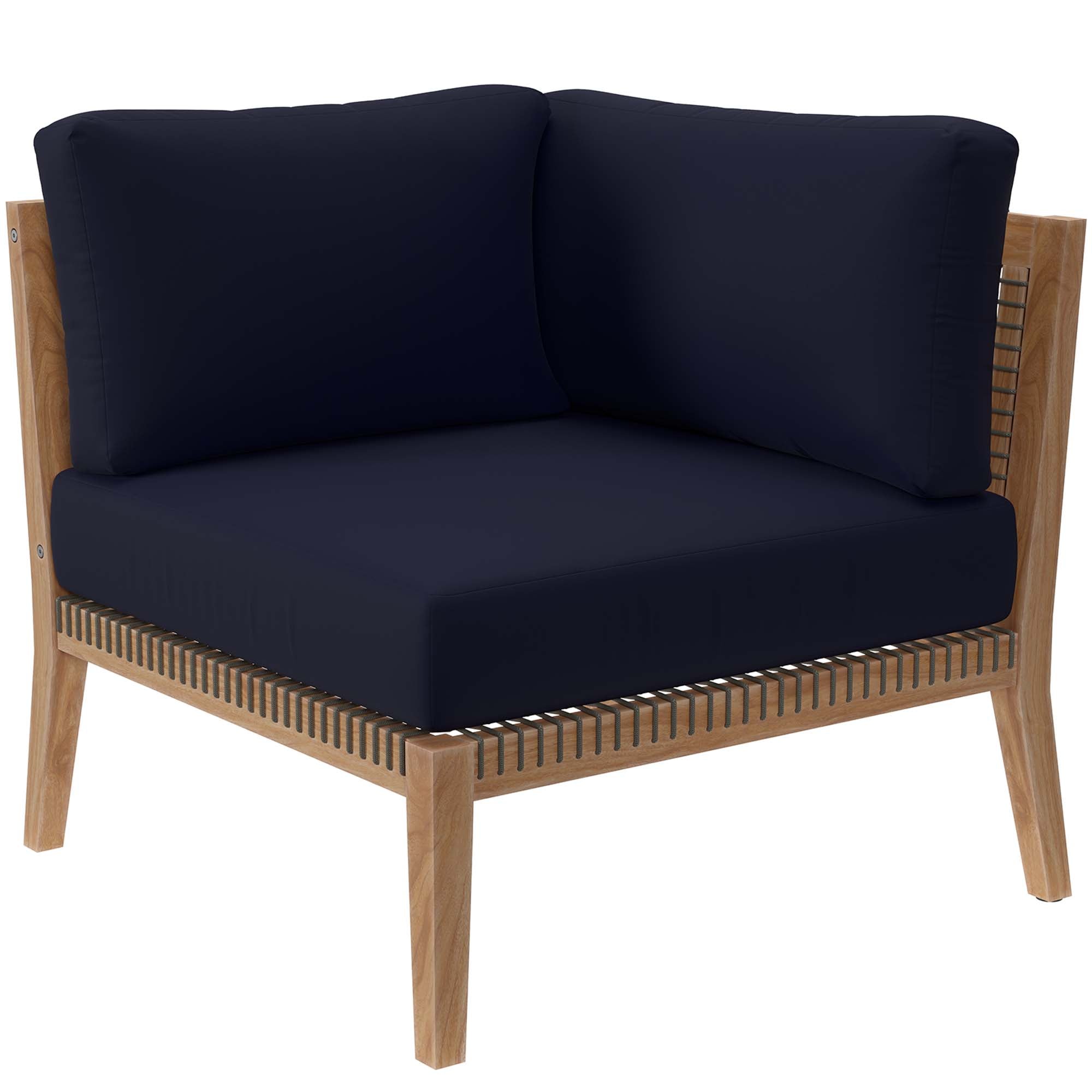 Modway Clearwater 6-Piece Outdoor Patio Teak Wood Sectional Sofa