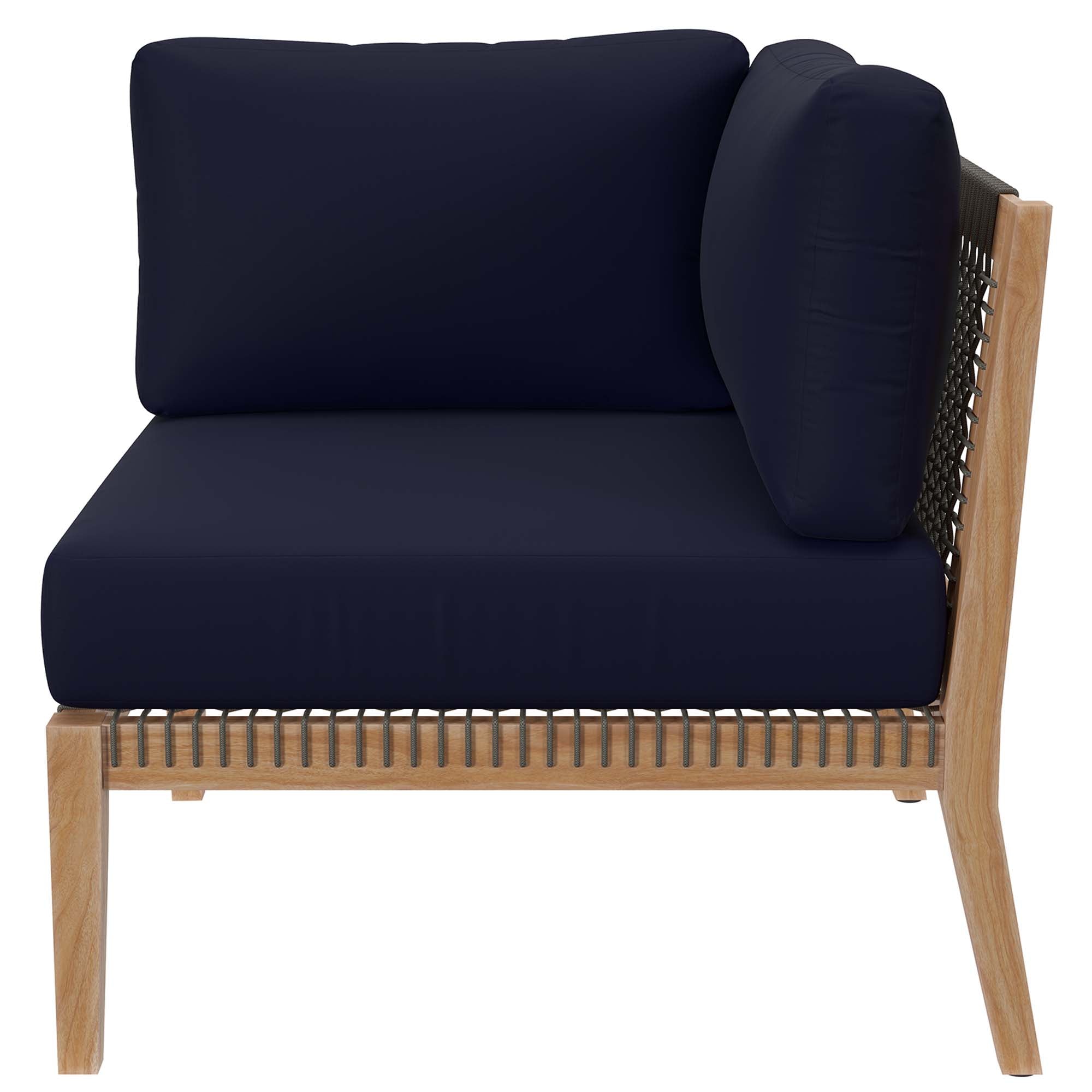 Modway Clearwater 6-Piece Outdoor Patio Teak Wood Sectional Sofa