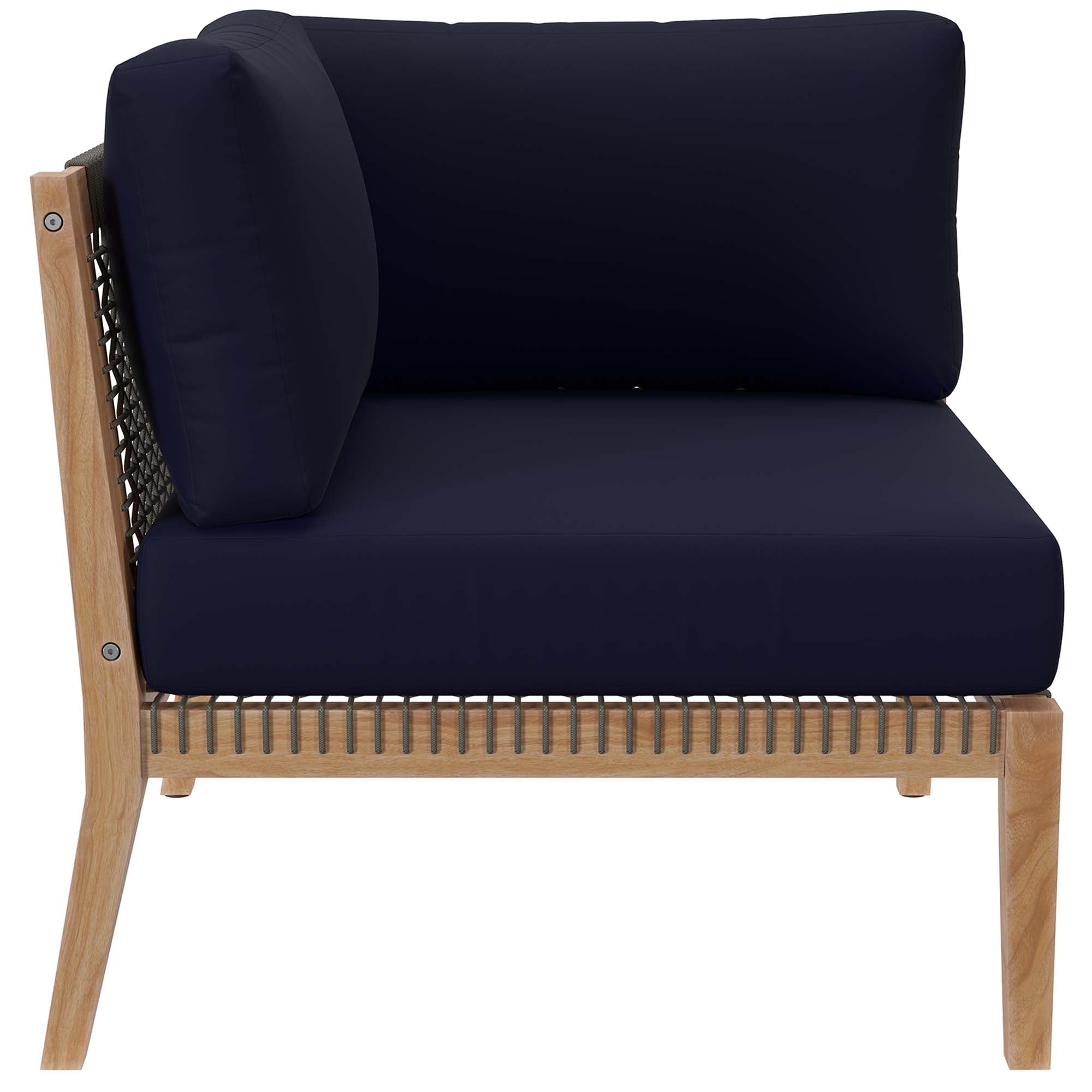 Modway Clearwater 6-Piece Outdoor Patio Teak Wood Sectional Sofa