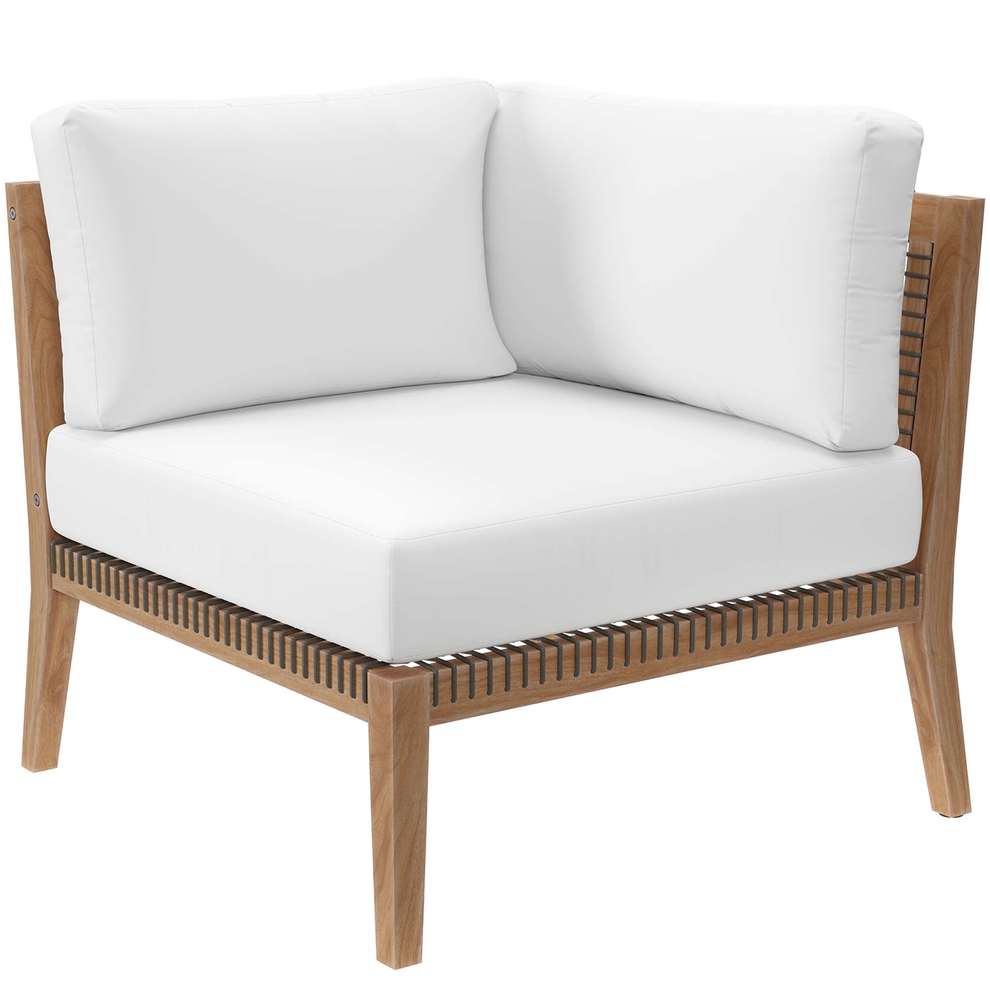 Modway Clearwater 6-Piece Outdoor Patio Teak Wood Sectional Sofa