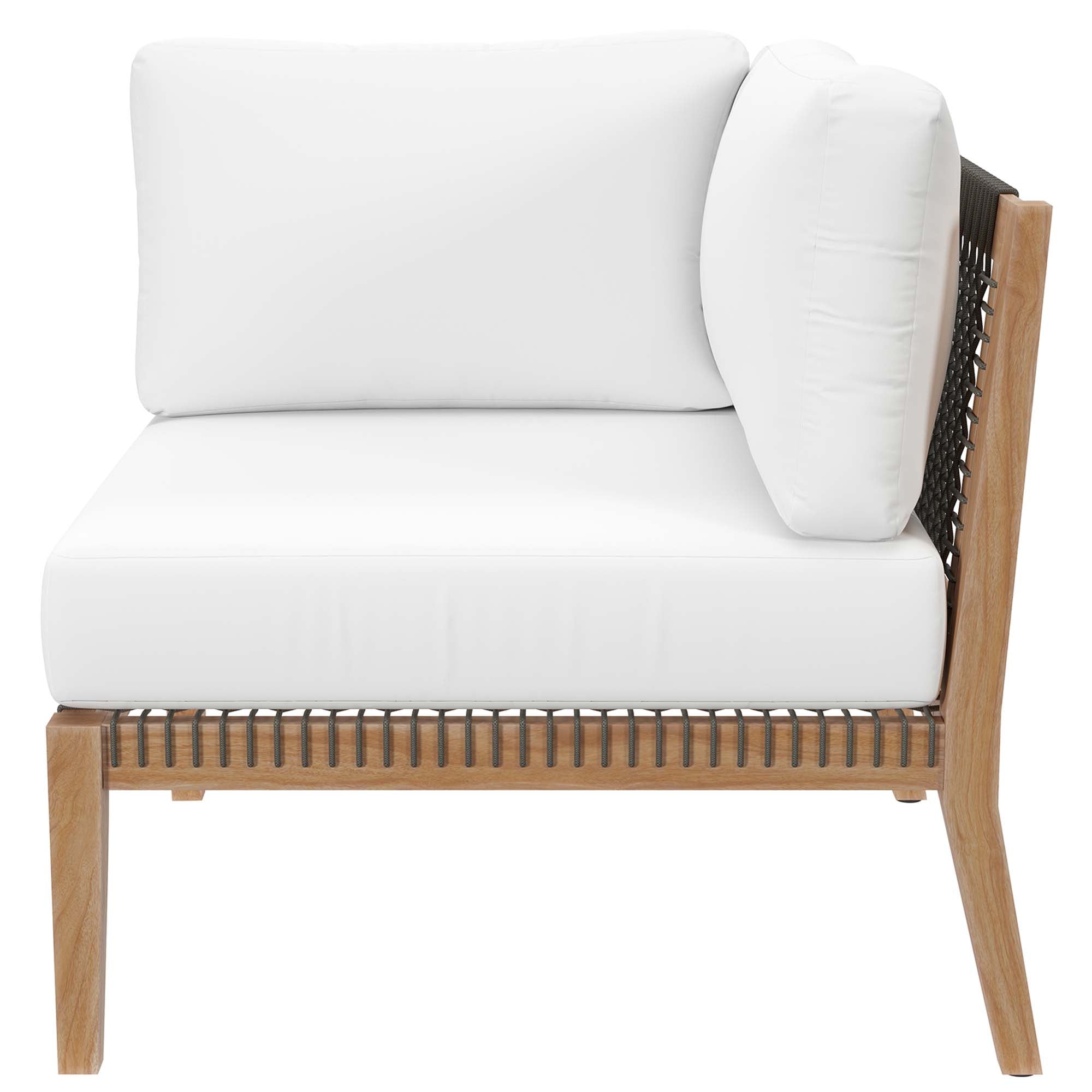 Modway Clearwater 6-Piece Outdoor Patio Teak Wood Sectional Sofa