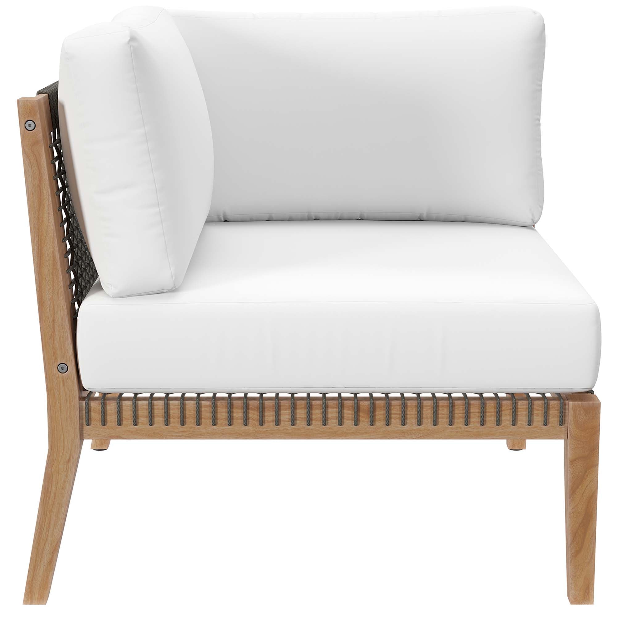 Modway Clearwater 6-Piece Outdoor Patio Teak Wood Sectional Sofa