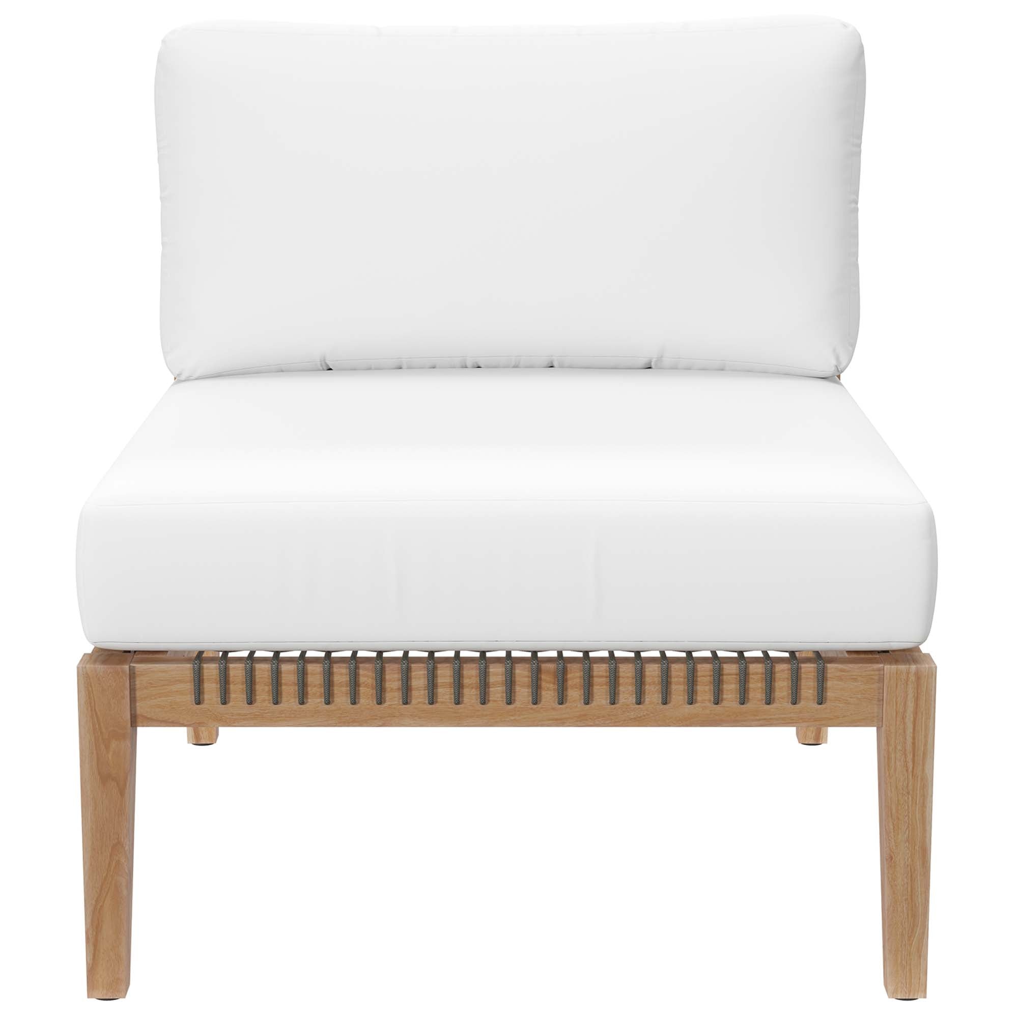 Modway Clearwater 6-Piece Outdoor Patio Teak Wood Sectional Sofa