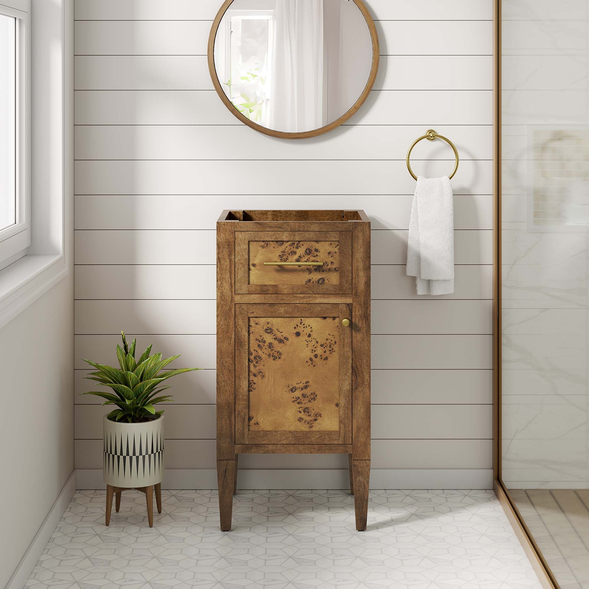 Modway Elysian 18" Wood Bathroom Vanity Cabinet (Sink Basin Not Included)