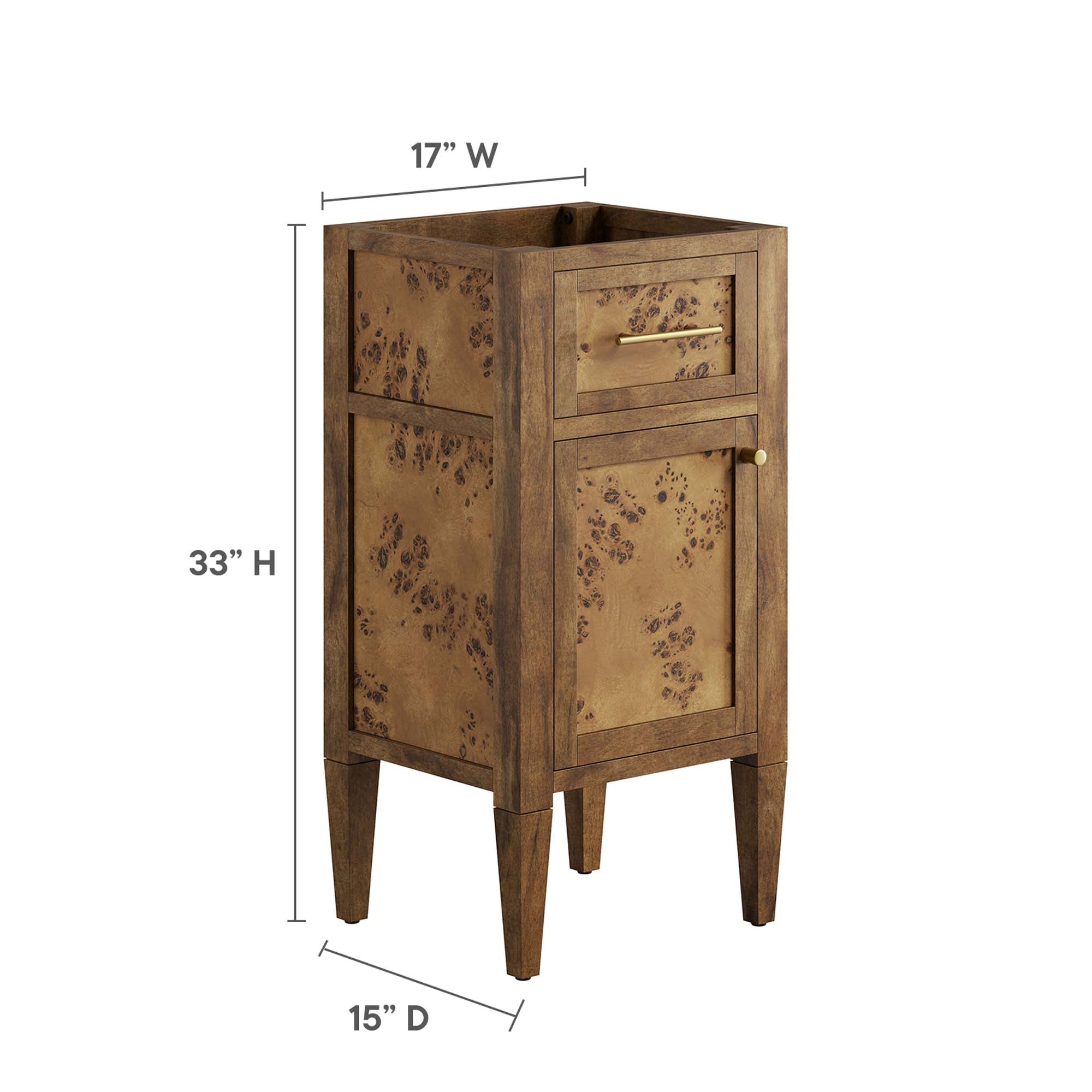 Modway Elysian 18" Wood Bathroom Vanity Cabinet (Sink Basin Not Included)