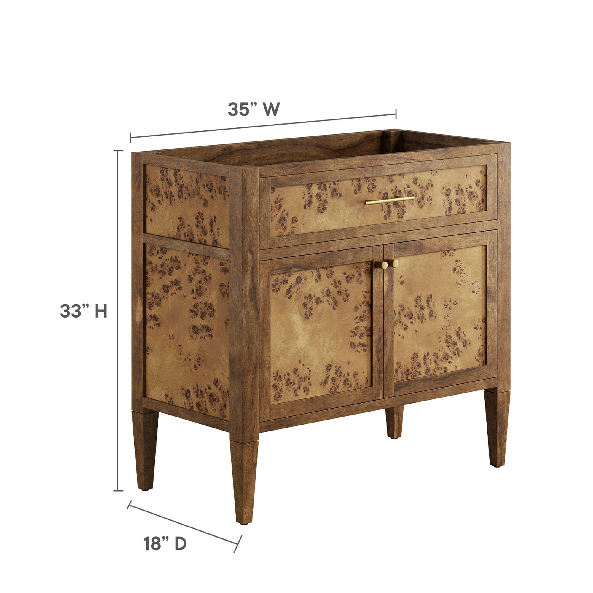 Modway Elysian 36" Wood Bathroom Vanity Cabinet (Sink Basin Not Included)