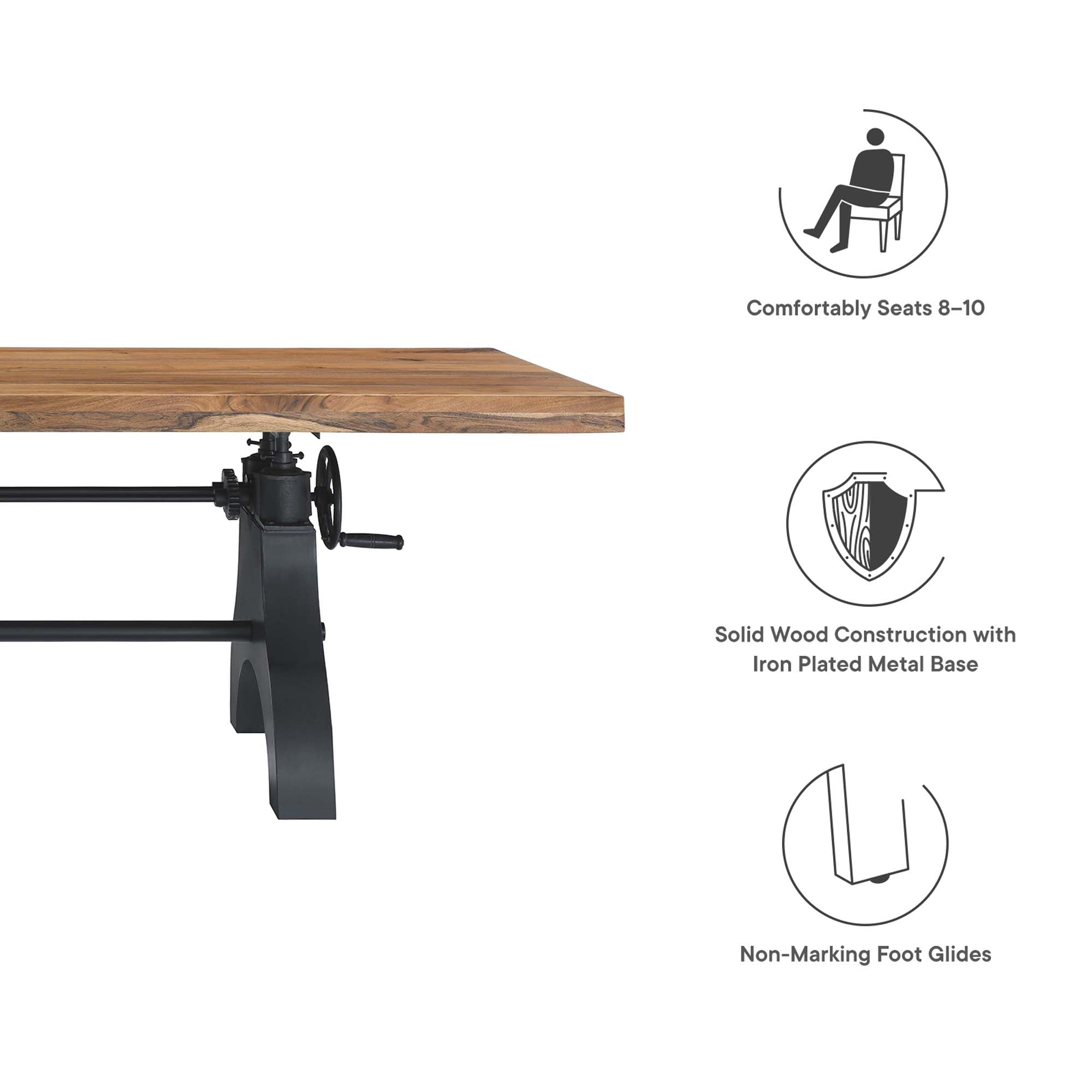 Modway Genuine 96" Crank Adjustable Height Dining and Conference Table