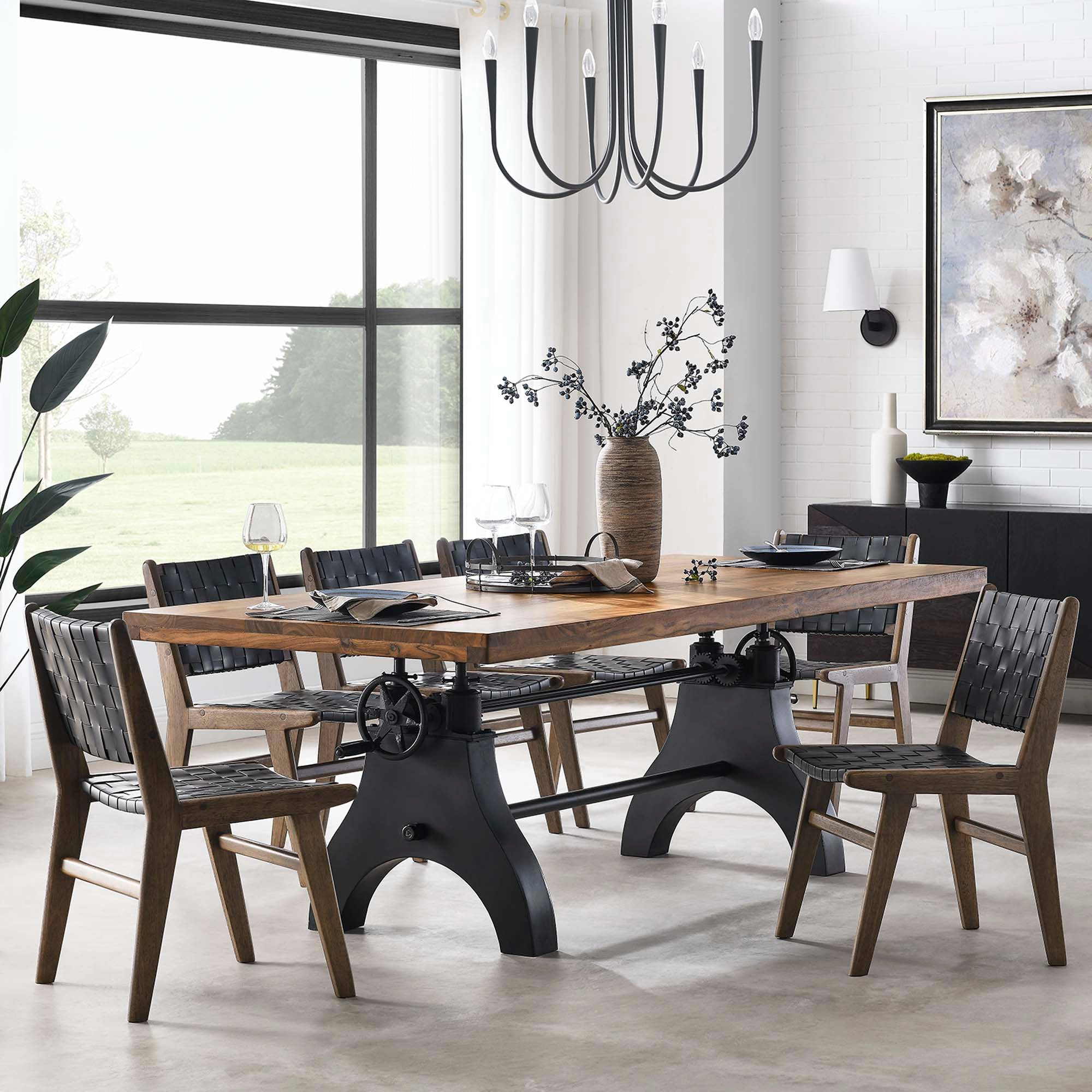 Modway Genuine 96" Crank Adjustable Height Dining and Conference Table