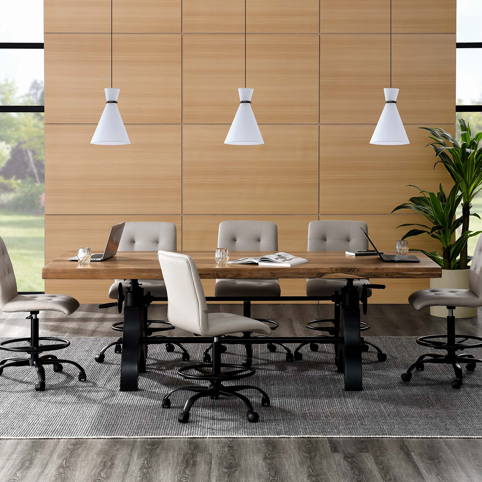 Modway Genuine 96" Crank Adjustable Height Dining and Conference Table